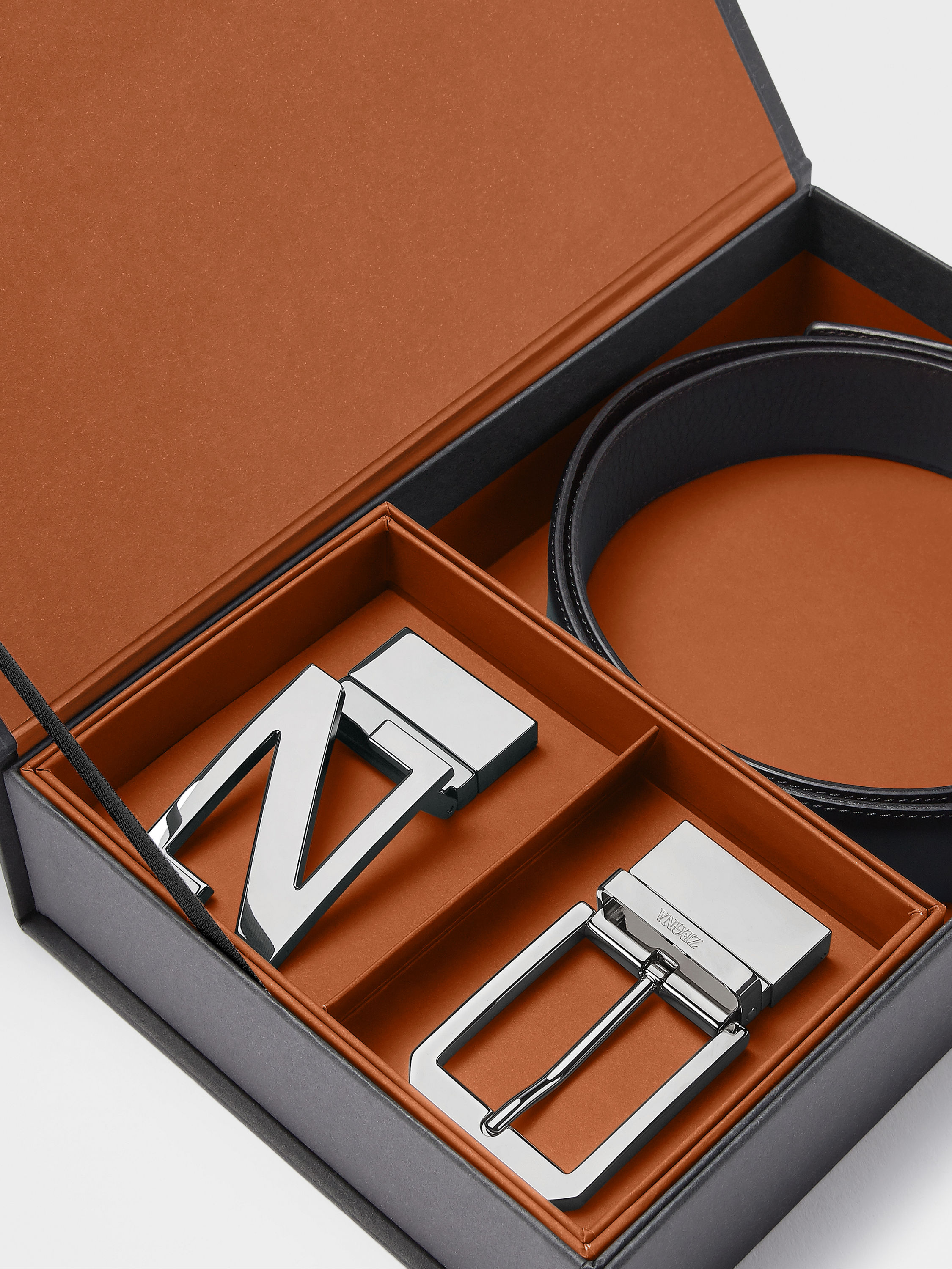 黑色配深棕色皮革双面皮带 产品细节图 #1