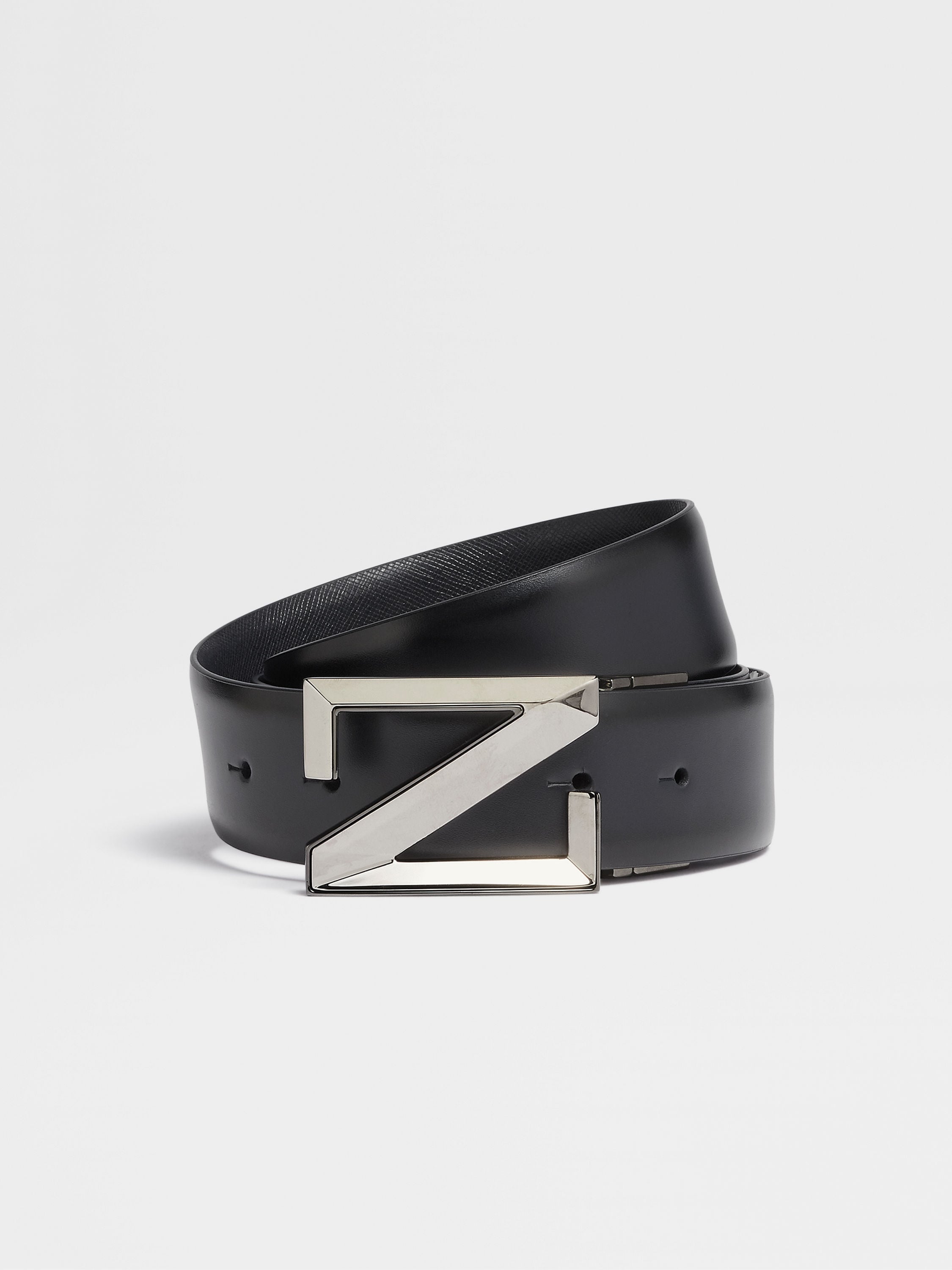 Blue and Navy Blue Reversible Leather Belt