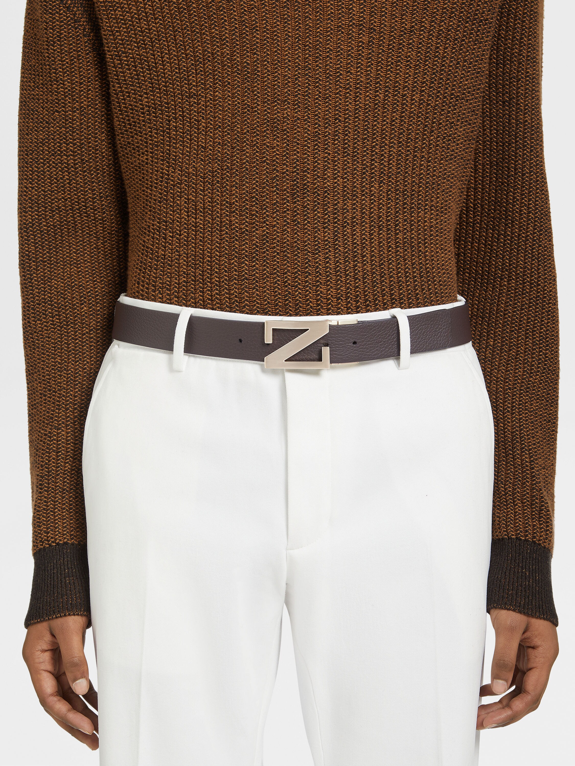 Dark Brown and Black Reversible Leather Belt Product detail photo #2