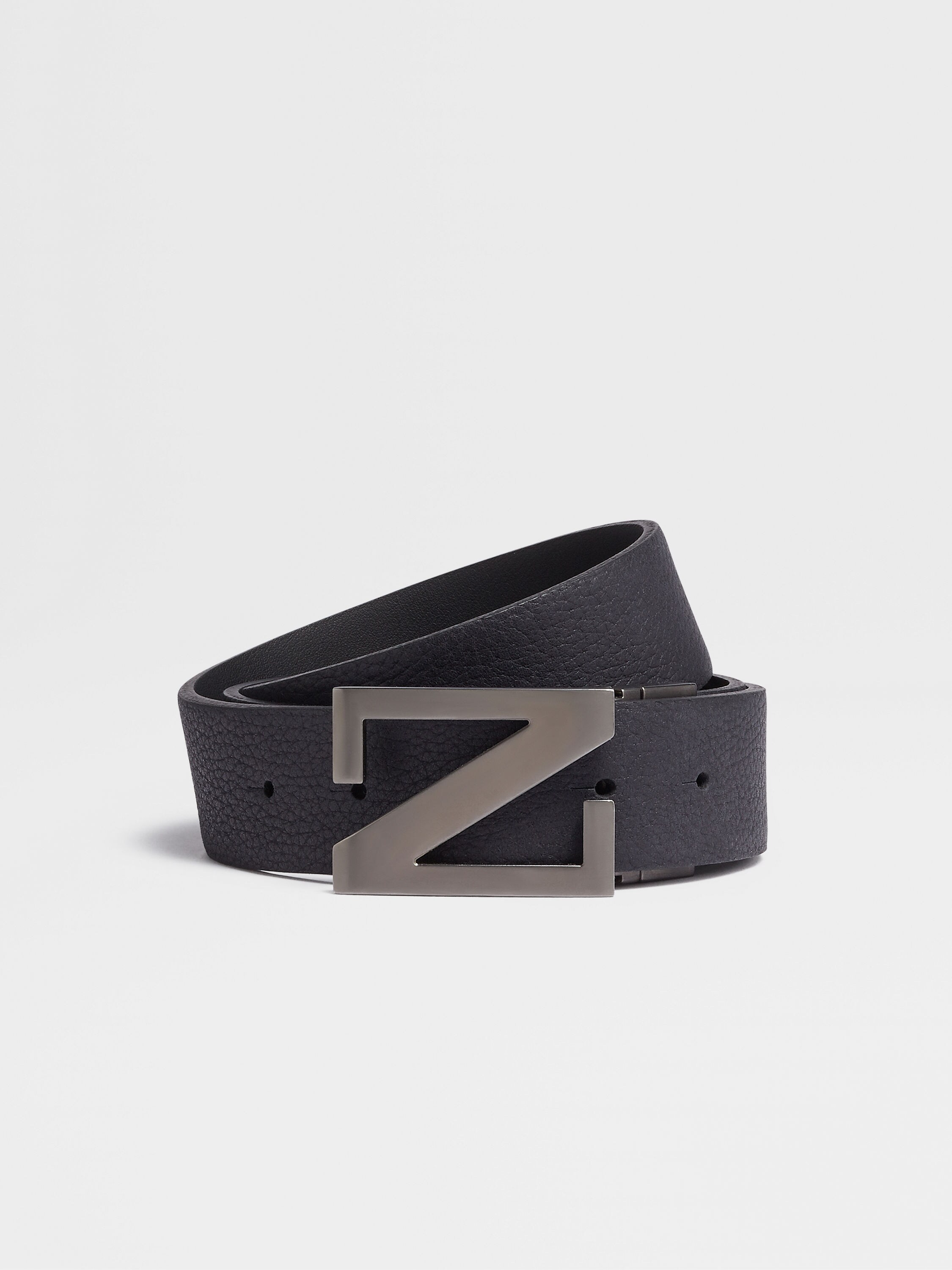 Navy Blue and Black Reversible Leather Belt Main product photo