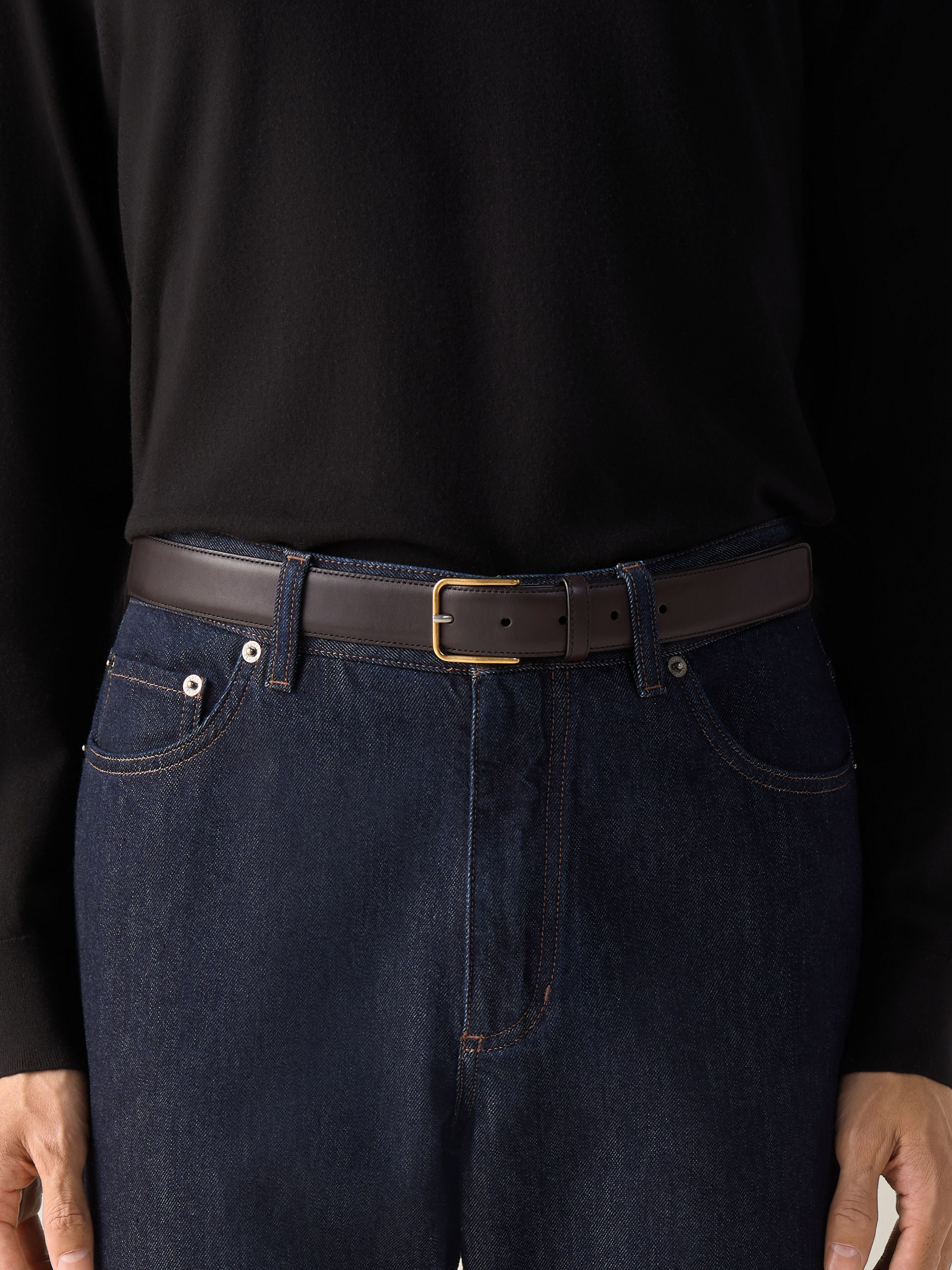 Dark Brown Natural Grain Leather Belt Product detail photo #2