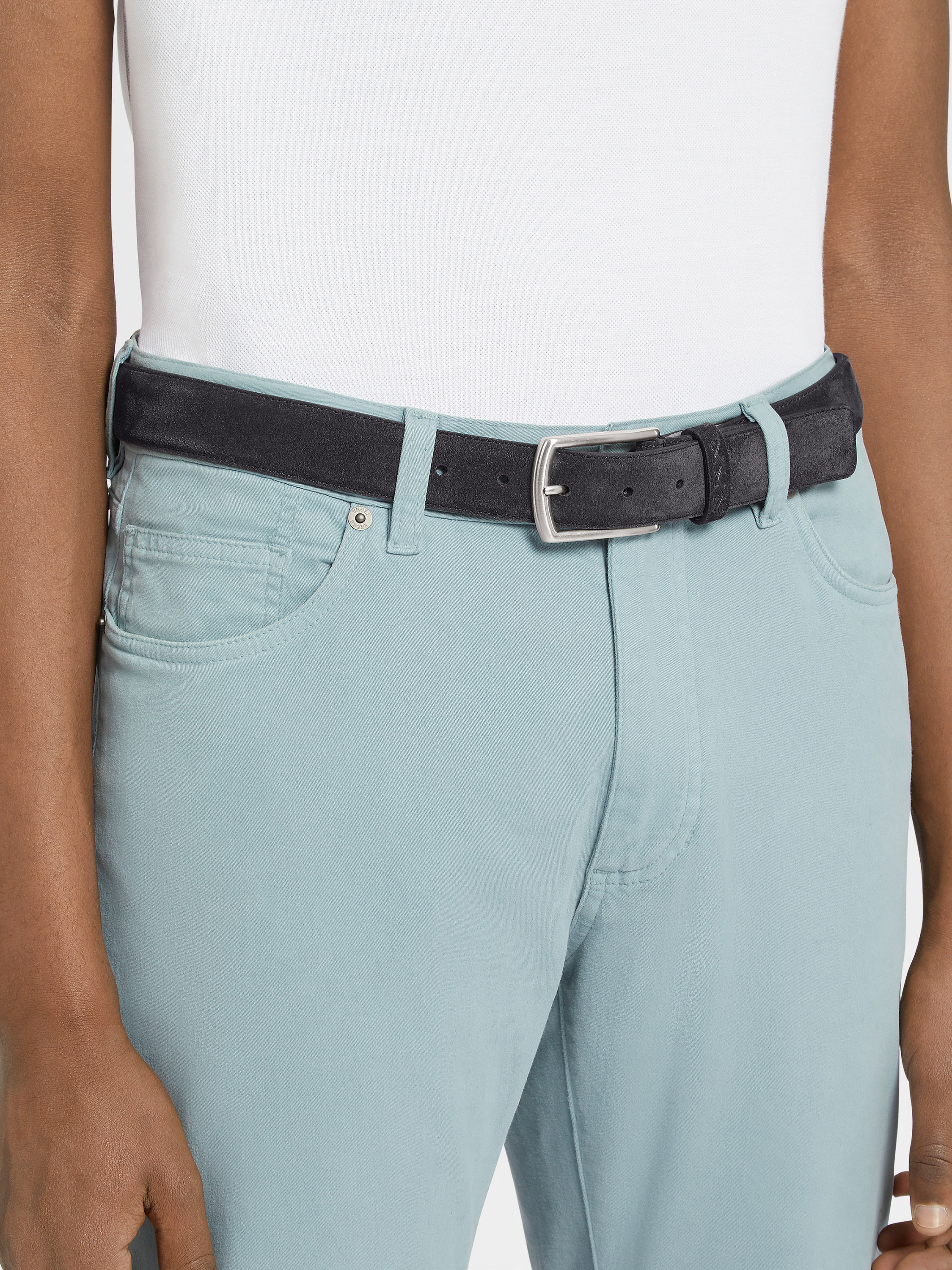 Navy Blue Suede Belt Product detail photo #2