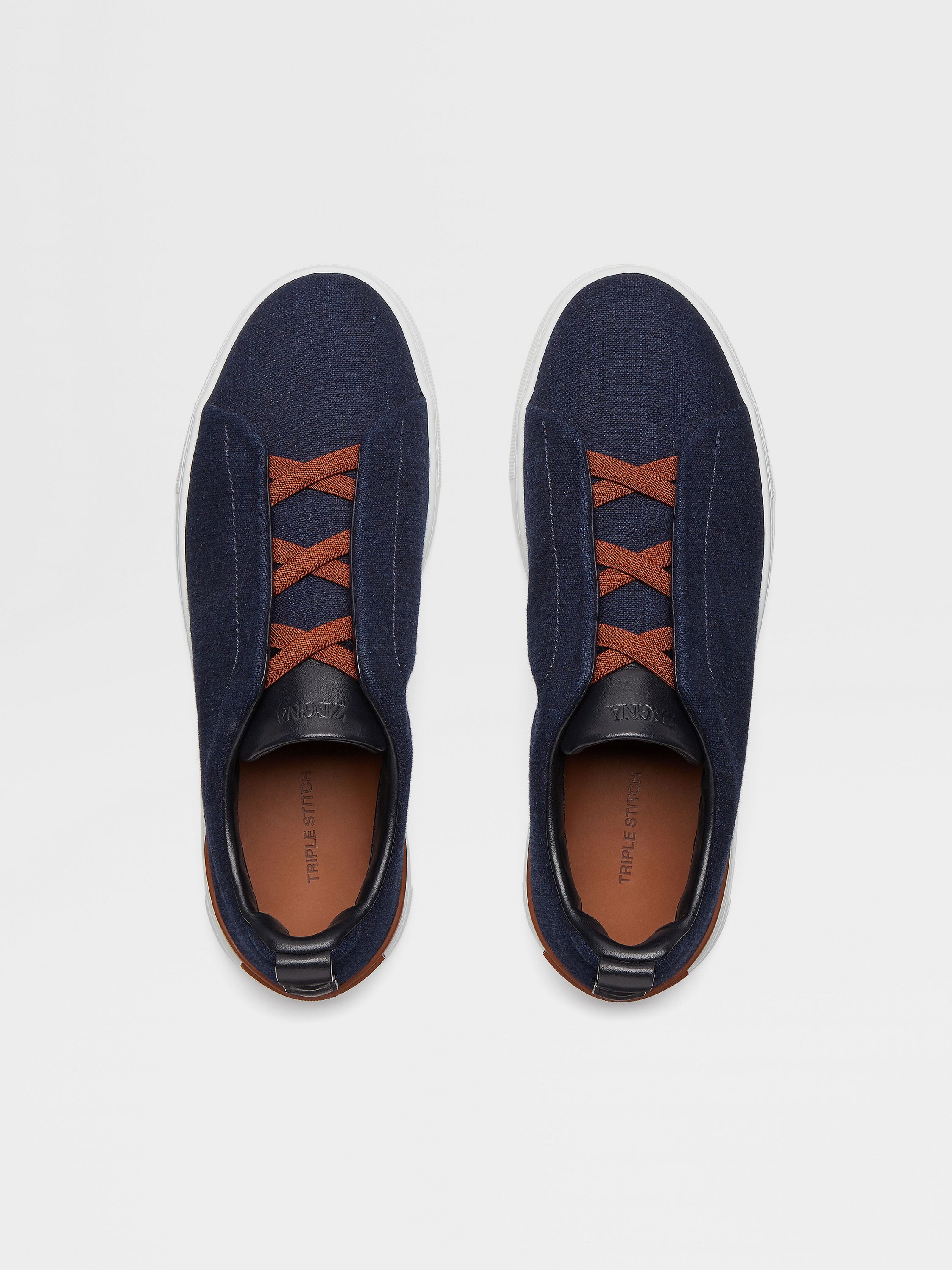 Navy Blue Cotton Denim Triple Stitch™ Sneakers Product detail photo #2