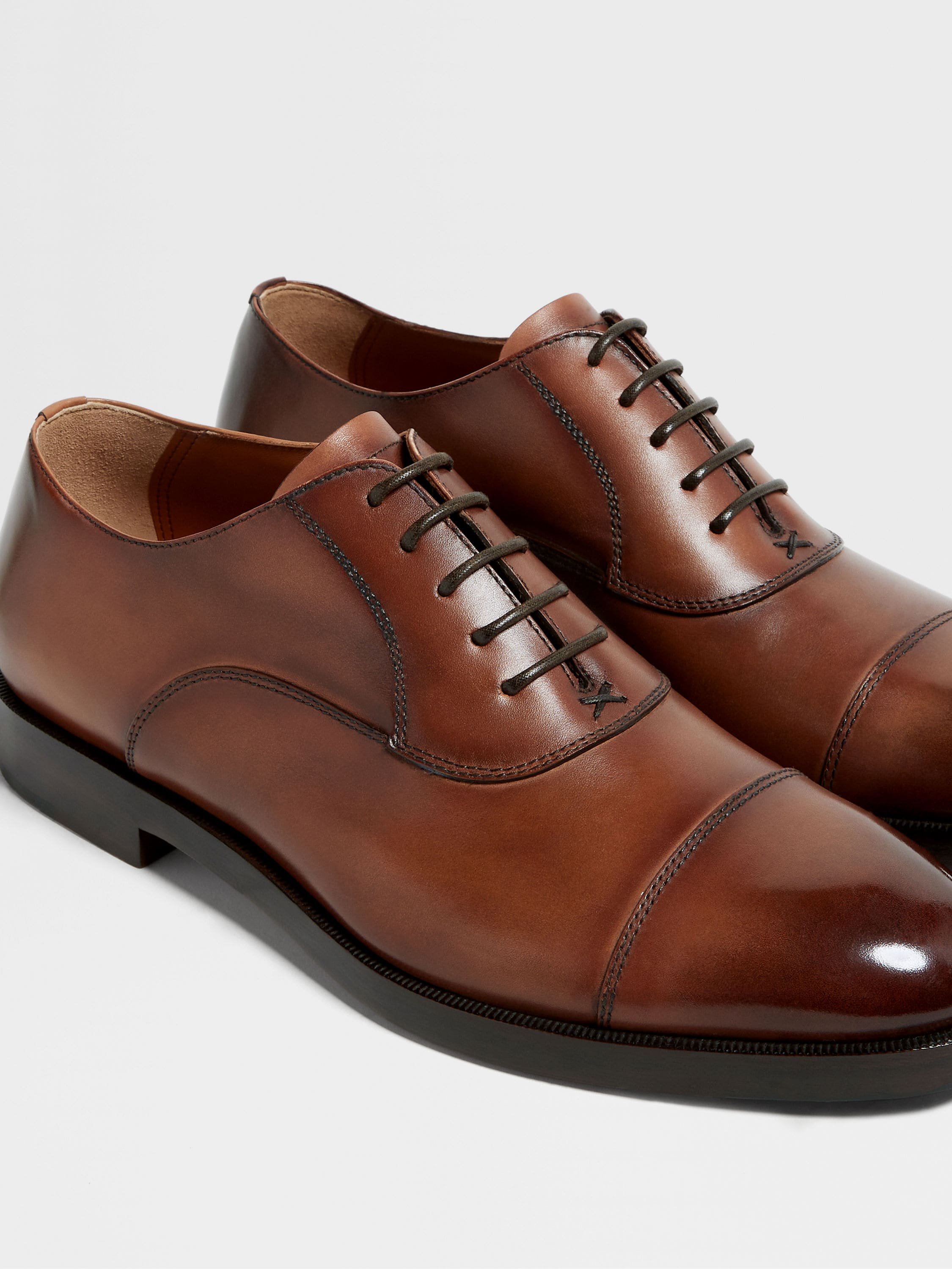 Light Brown Leather Oxford Shoes Product detail photo #3