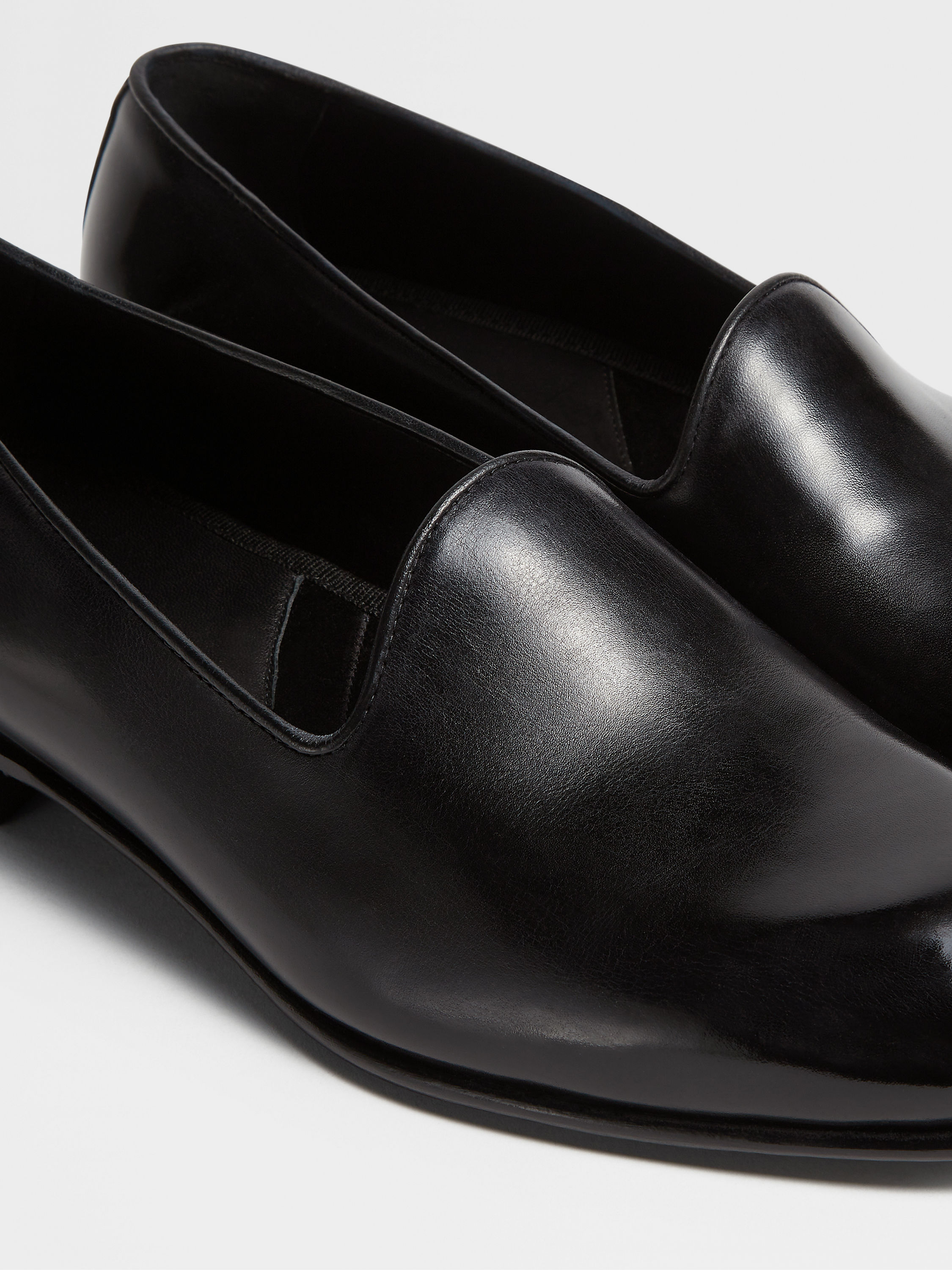 黑色手工抛光皮革 Gala 套穿便鞋 產品細節圖 #3