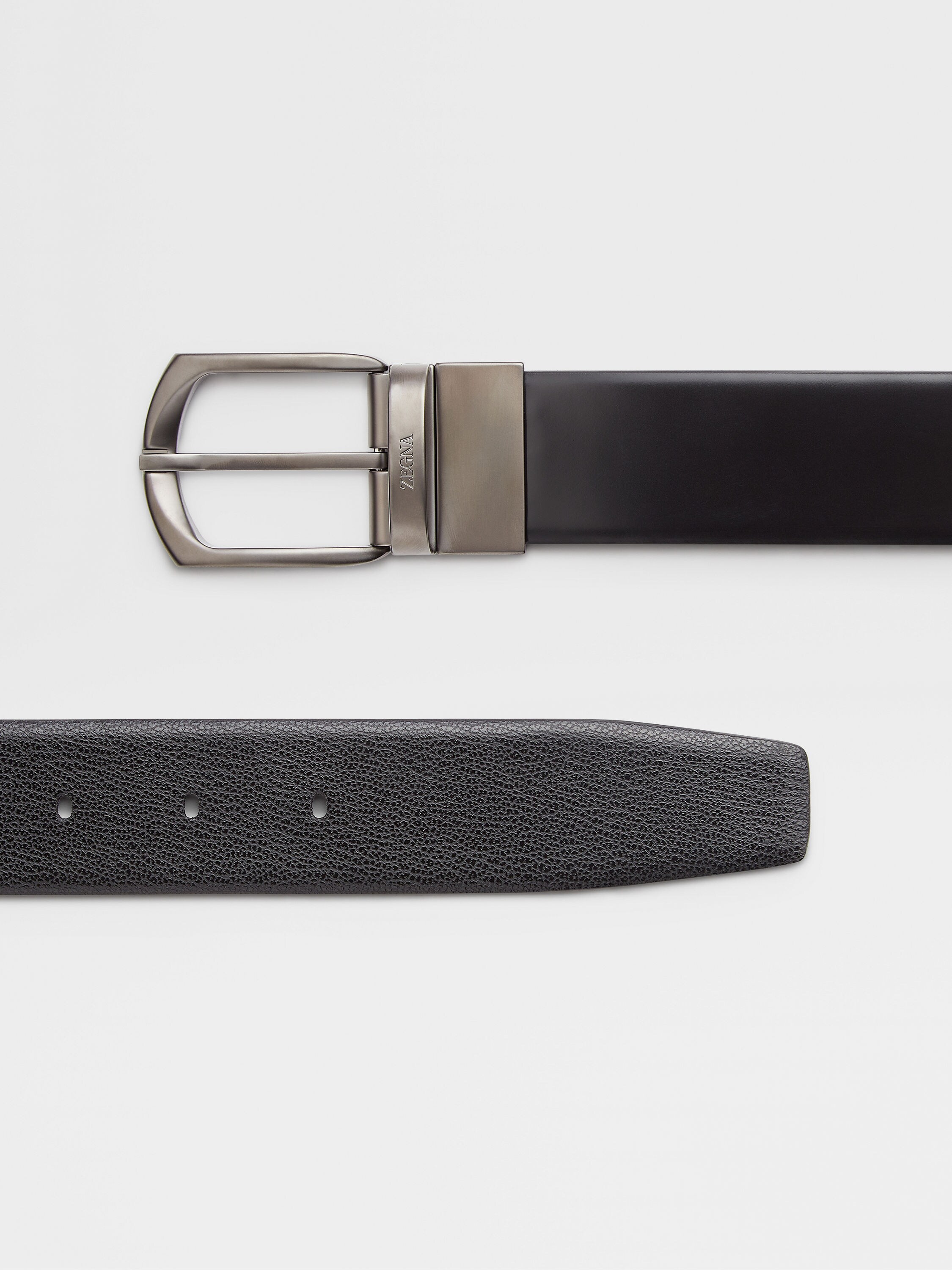 Black Reversible Leather Belt Product detail photo #1