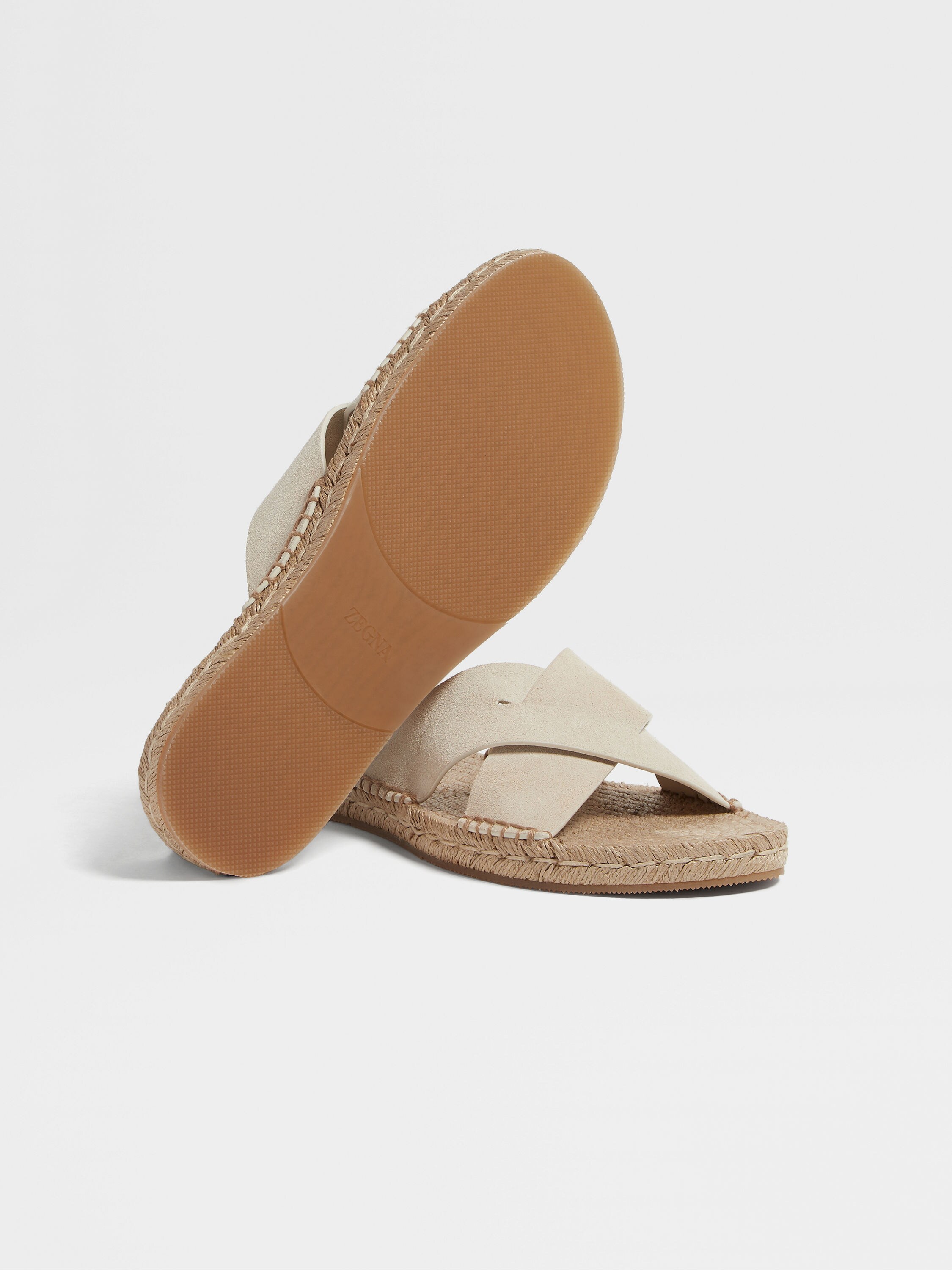 Off White Suede Espadrille Sandals Product detail photo #1