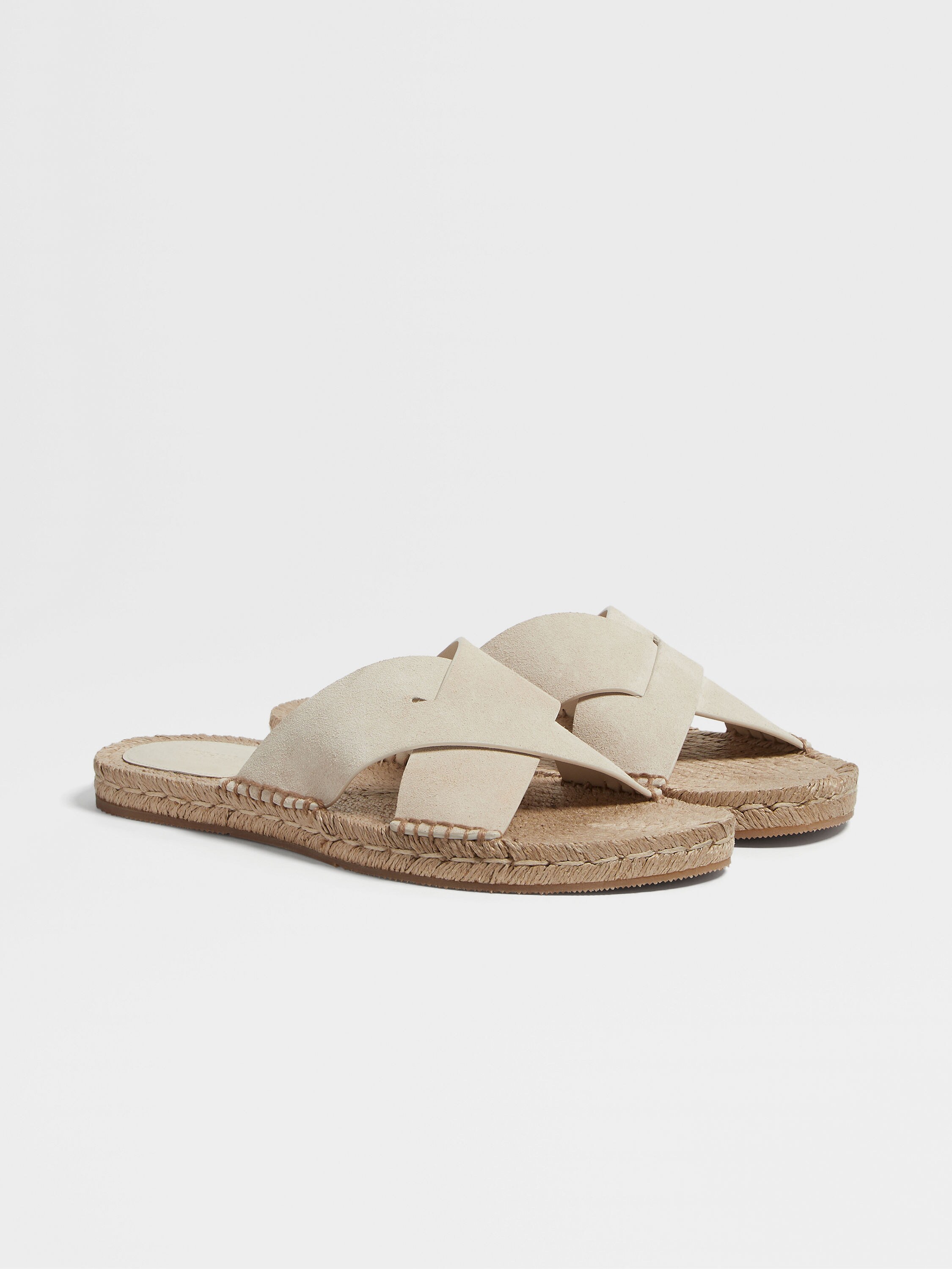 Off White Suede Espadrille Sandals Product detail photo #2