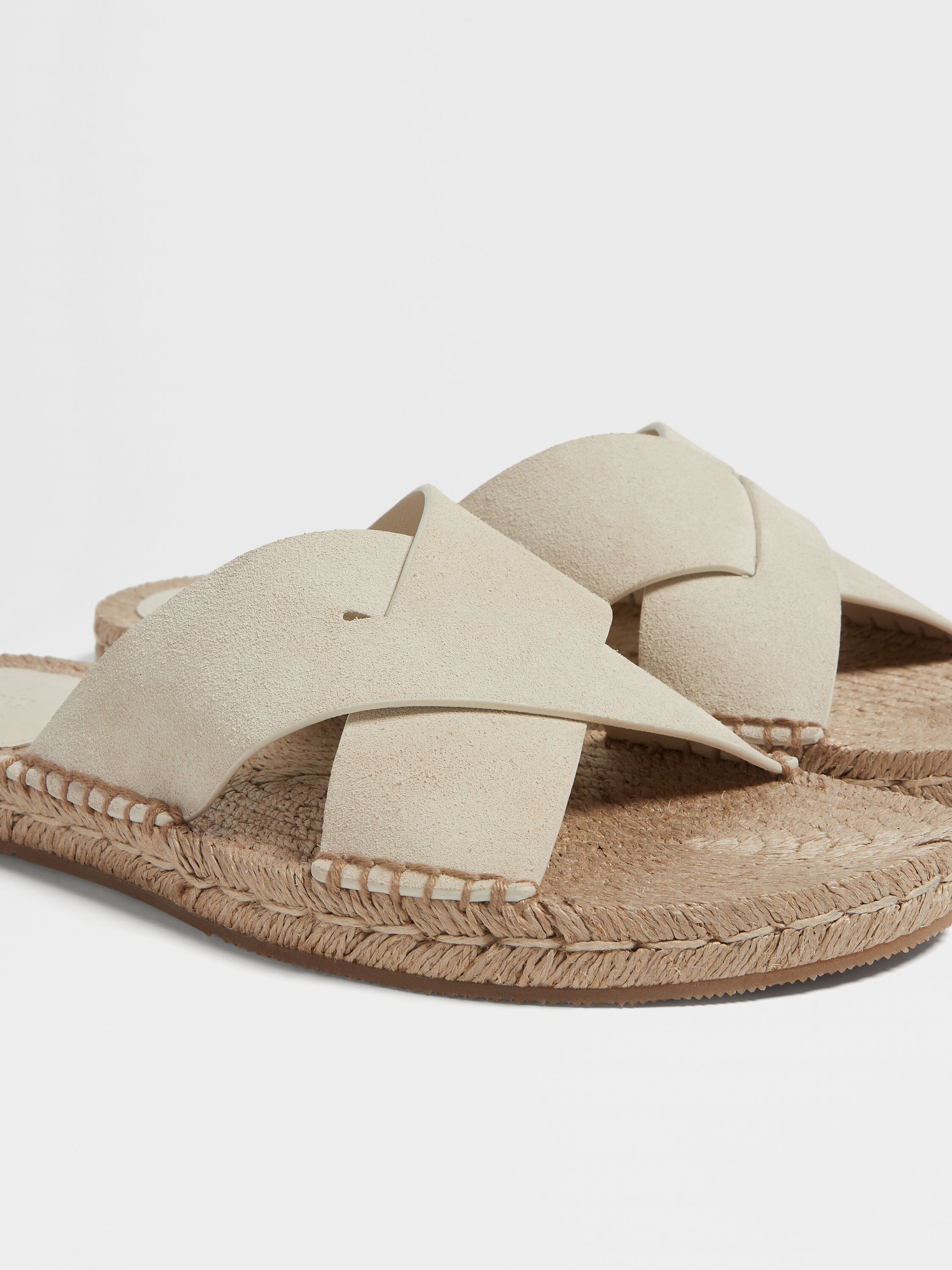 Off White Suede Espadrille Sandals Product detail photo #3