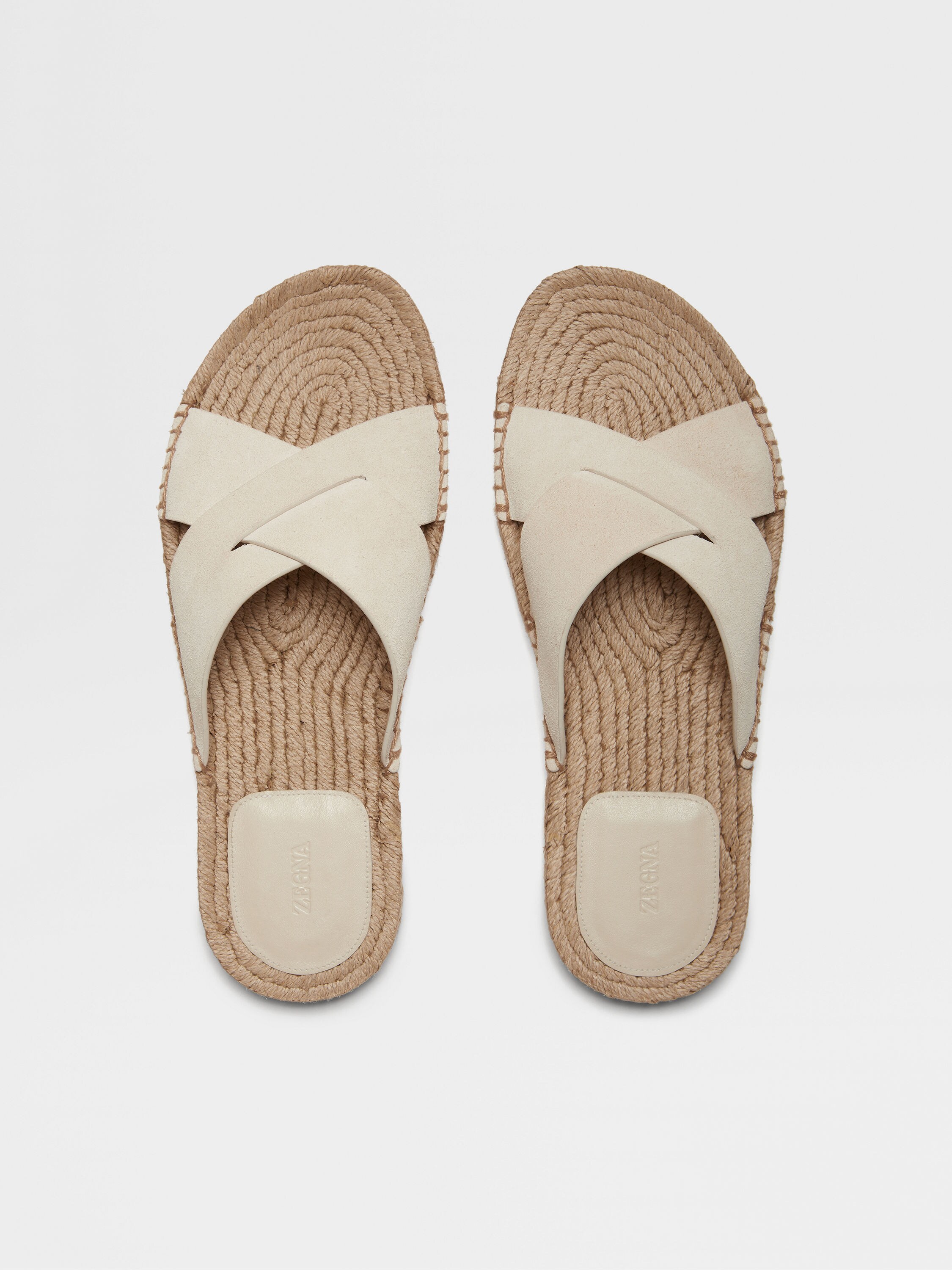 Off White Suede Espadrille Sandals Product detail photo #4