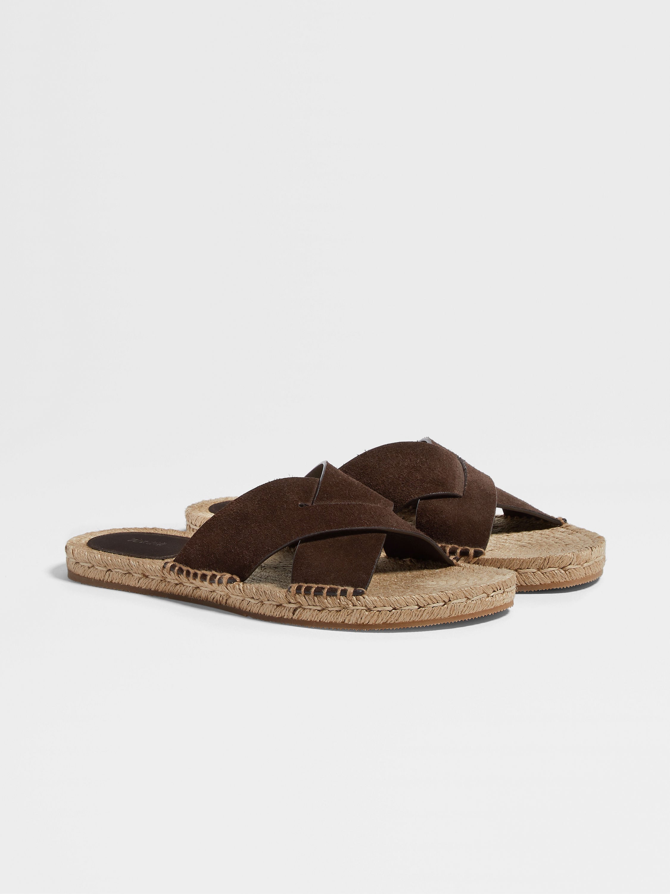 Dark Brown Suede Espadrille Sandals Product detail photo #2