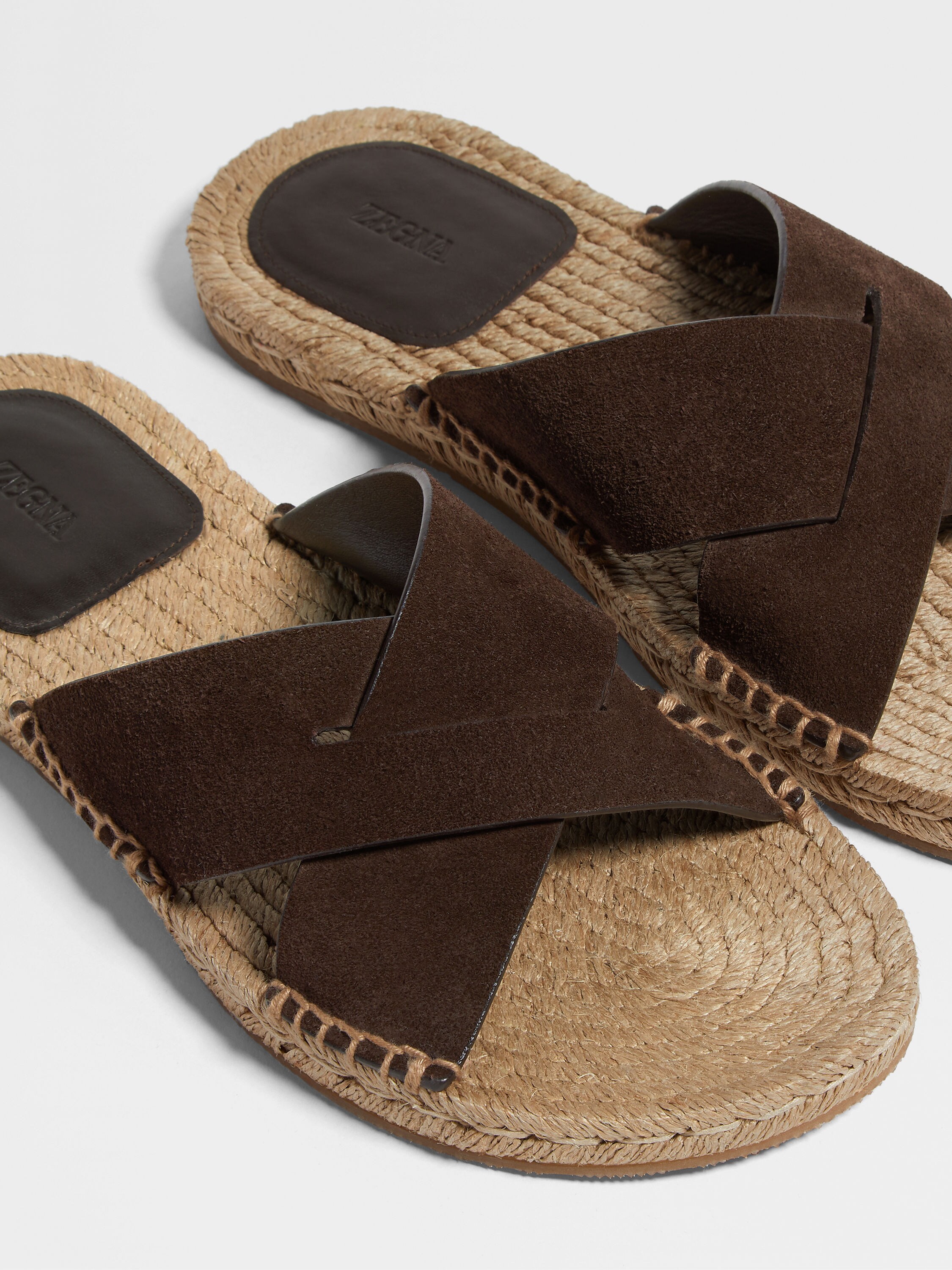 Dark Brown Suede Espadrille Sandals Product detail photo #3