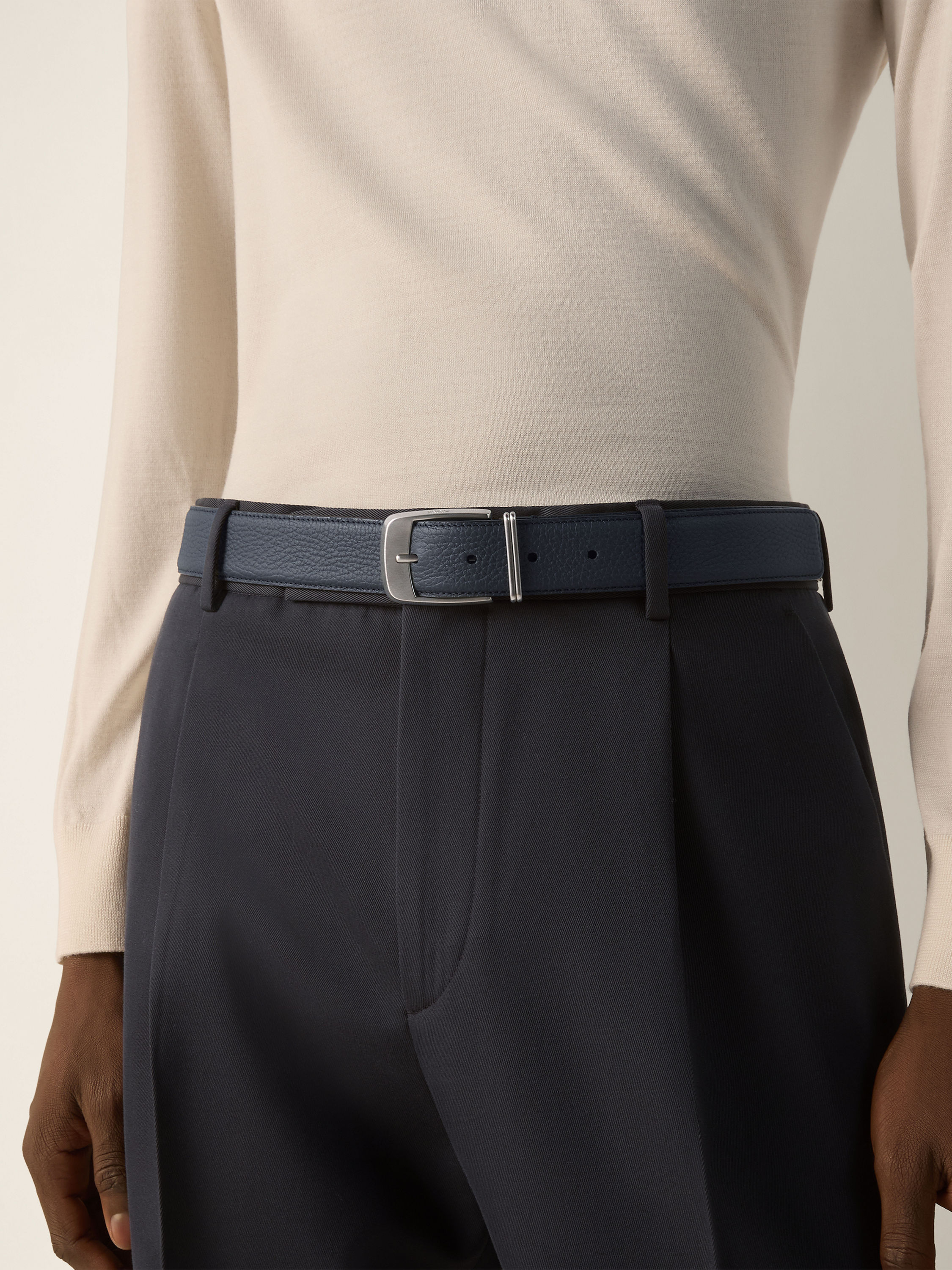 Dark Blue Leather Belt Product detail photo #2