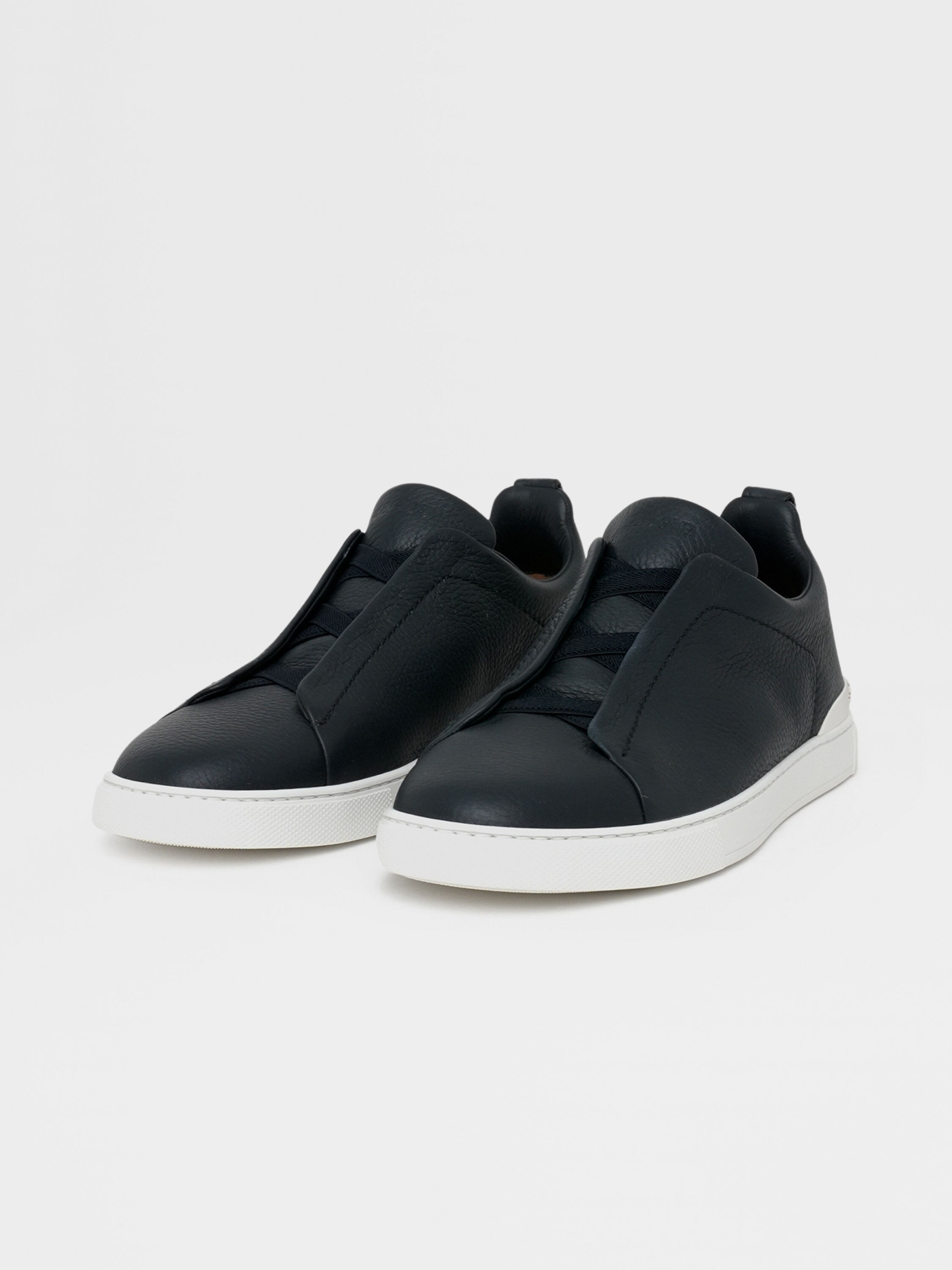Navy Blue Deerskin Triple Stitch™ Sneakers