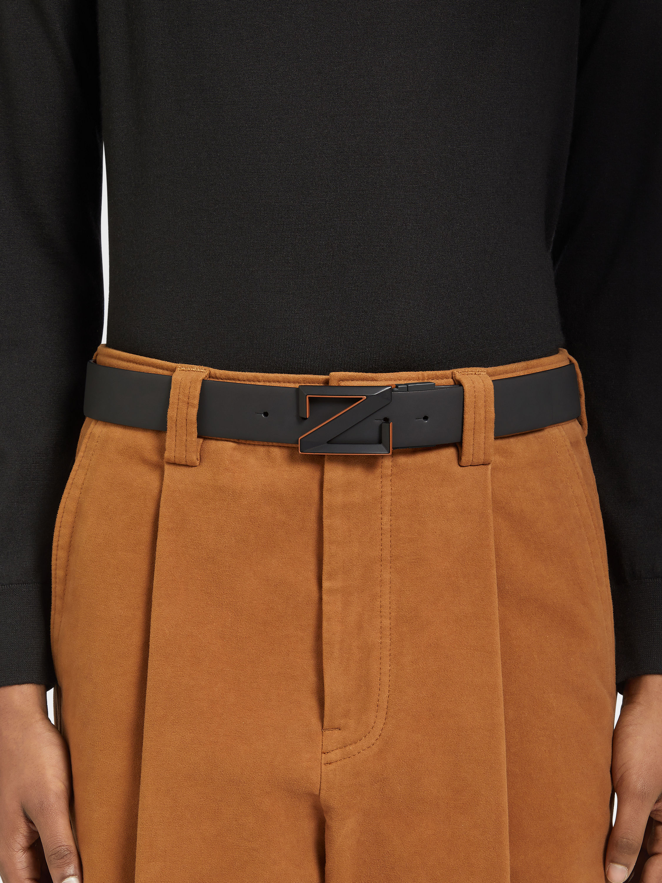 黑色配 Foliage 色皮革双面皮带 产品细节图 #2