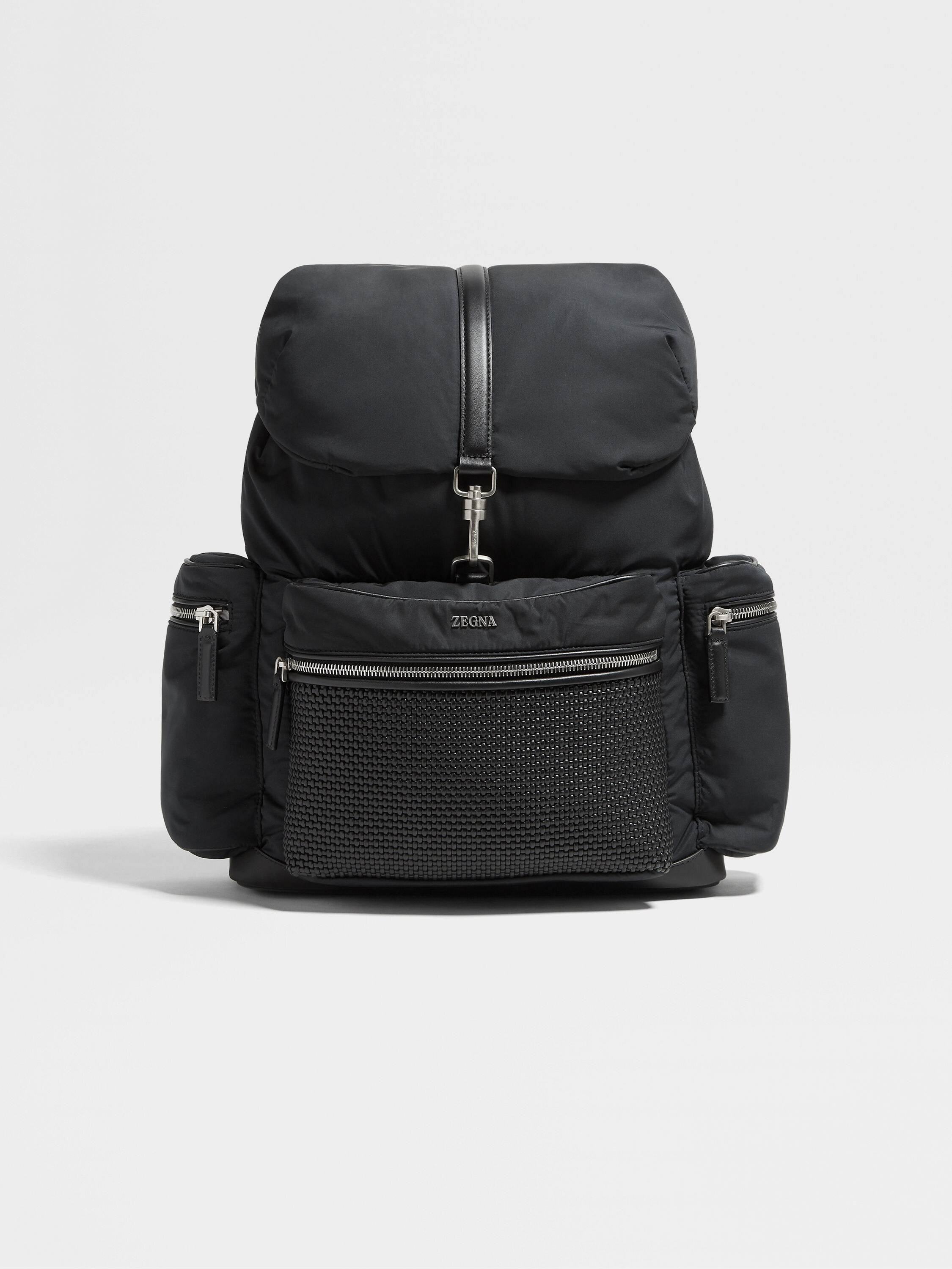 Black Technical Fabric and PELLETESSUTA™ Leather Backpack Main product photo
