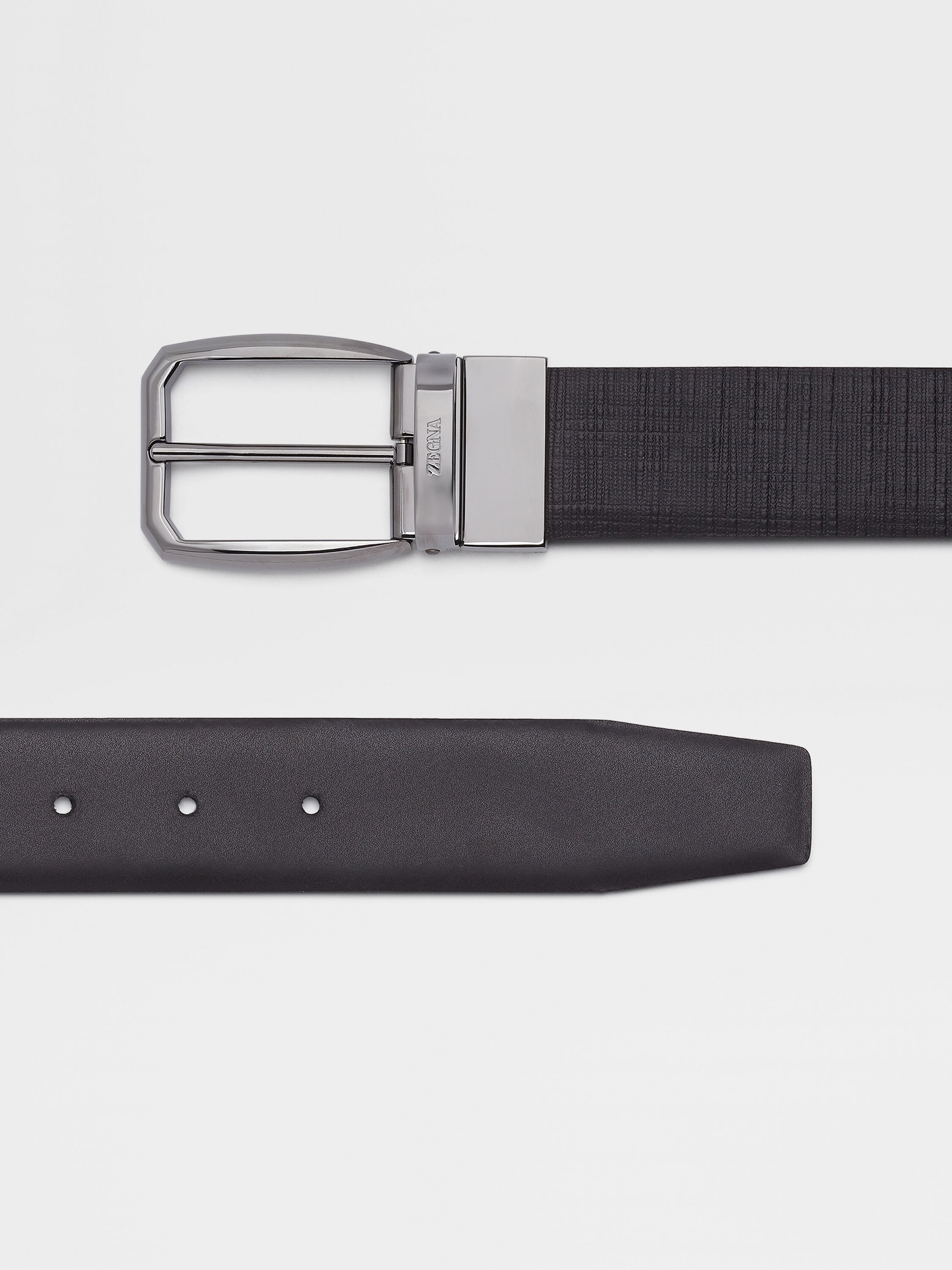 黑色皮革双面皮带 产品细节图 #1