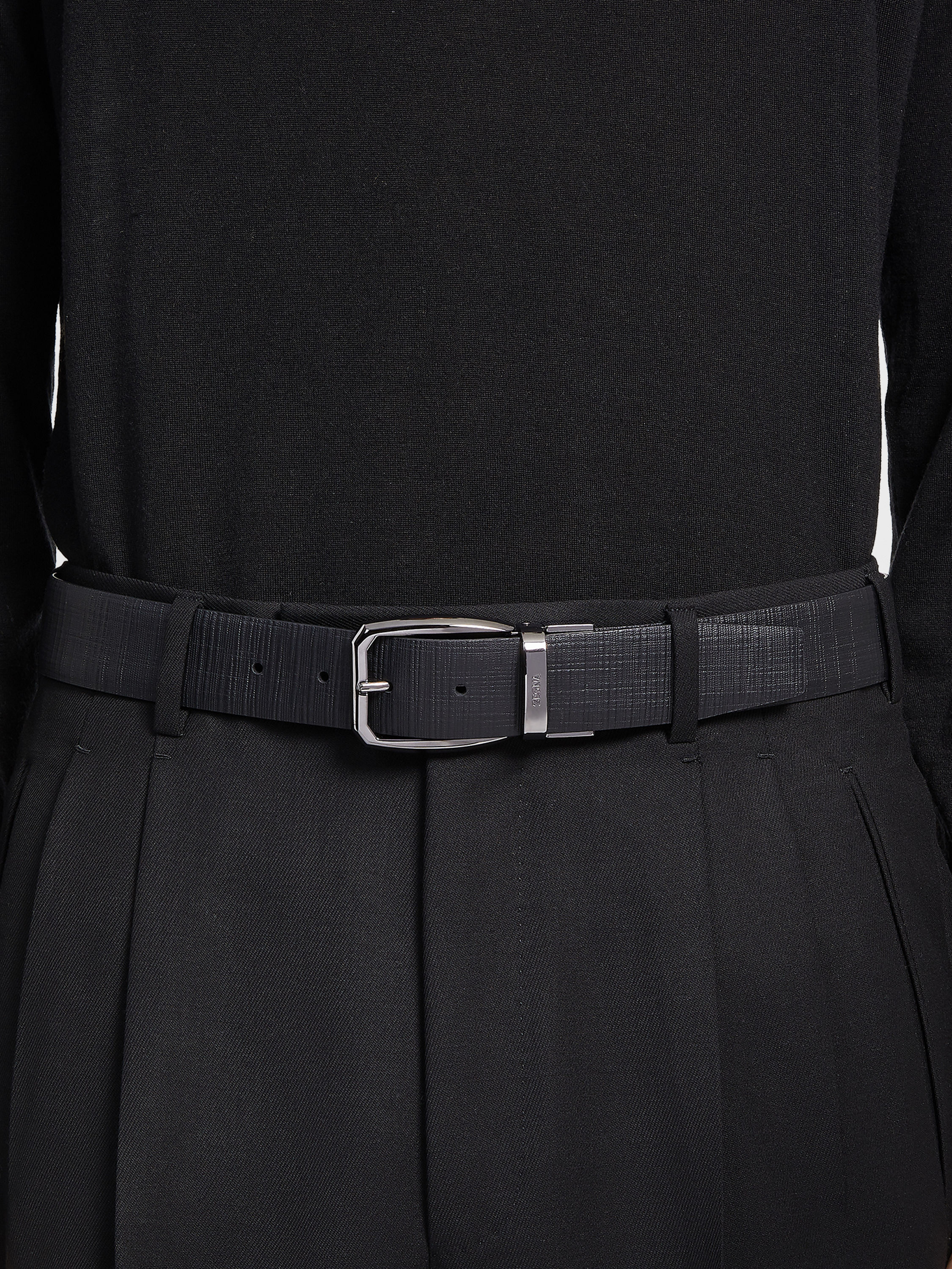 黑色皮革双面皮带 产品细节图 #2