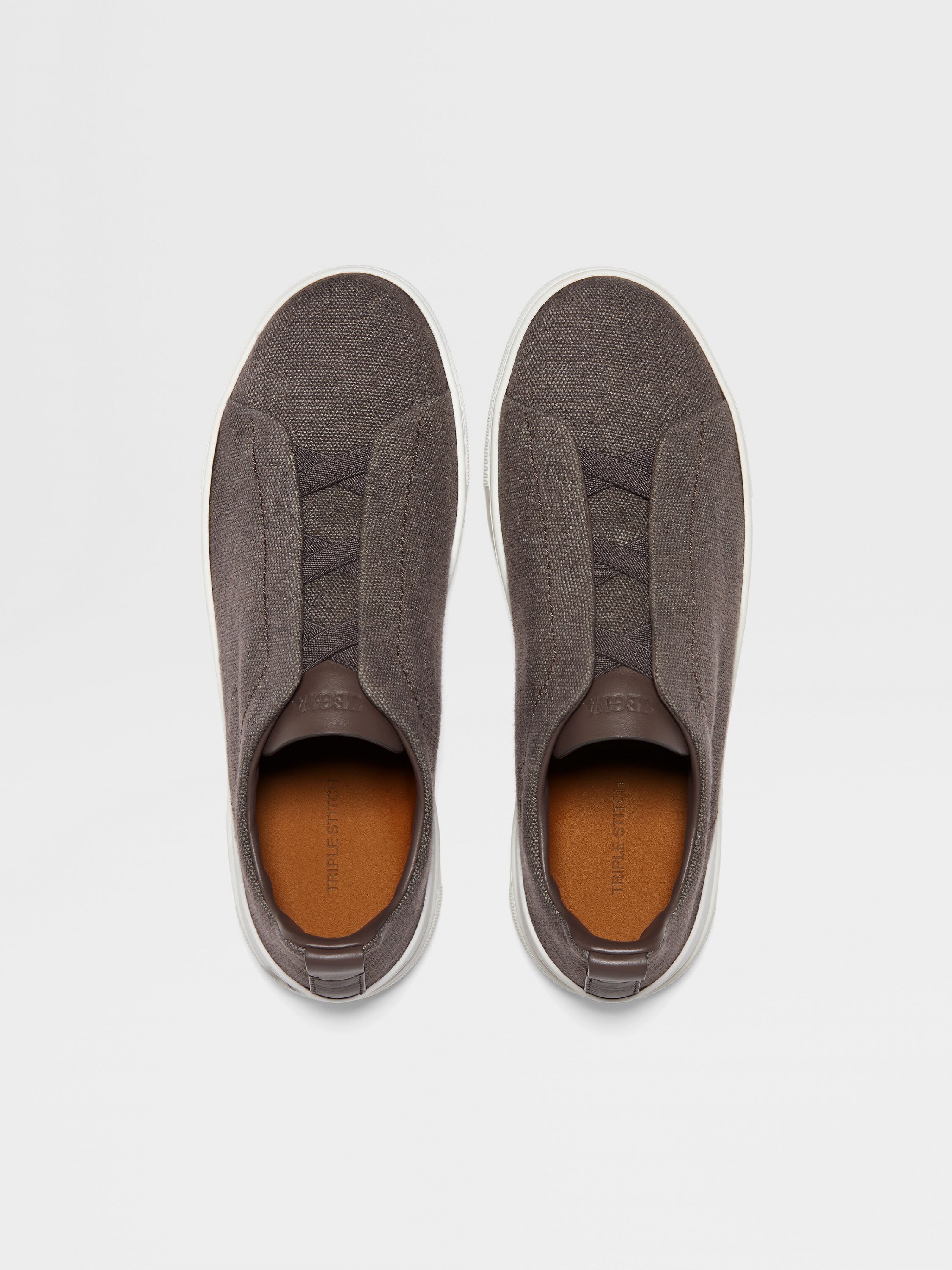 深灰褐色棉、亚麻及皮革 Triple Stitch™ 奢华休闲鞋 產品細節圖 #2