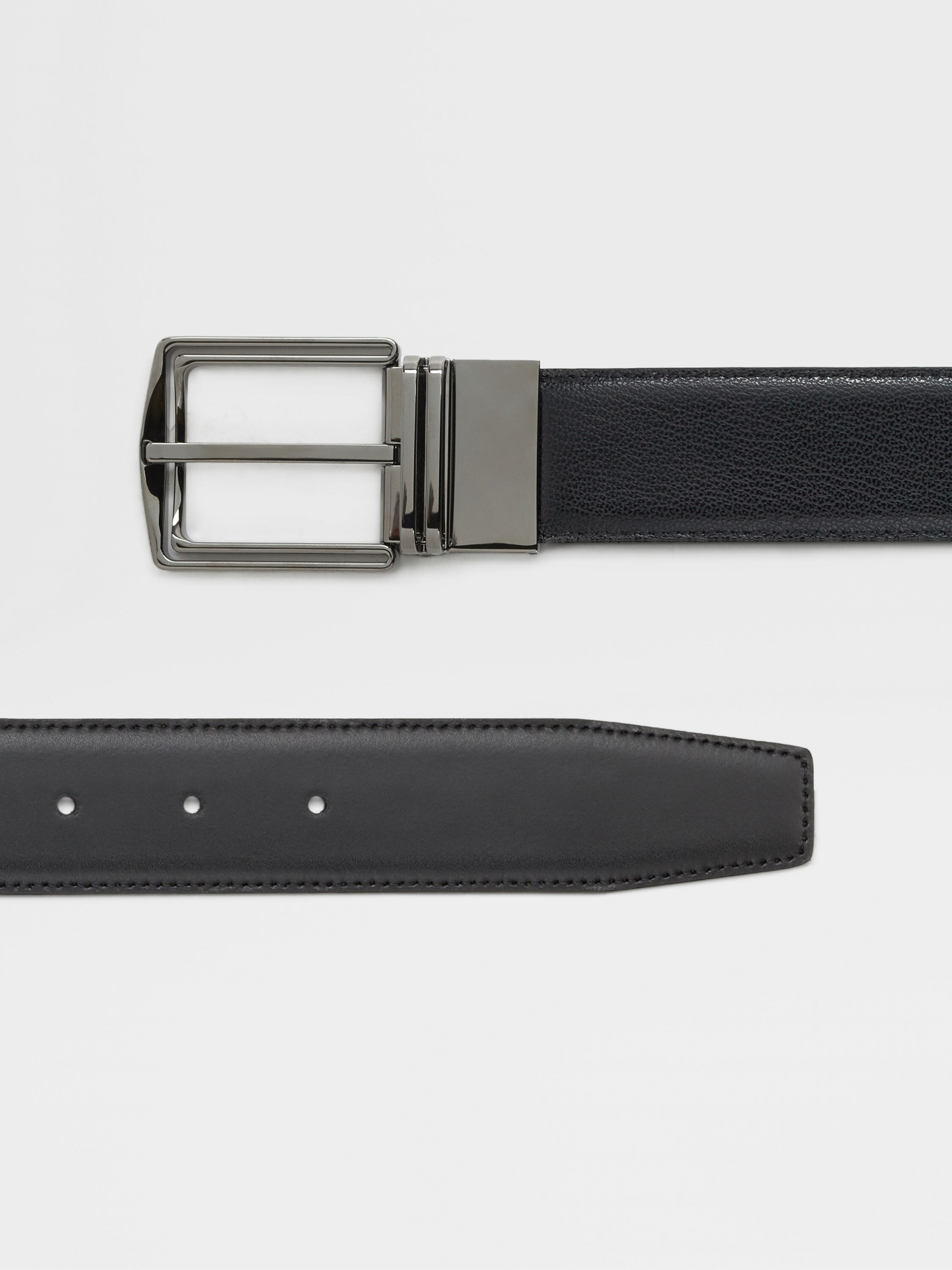 黑色皮革双面皮带 产品细节图 #1