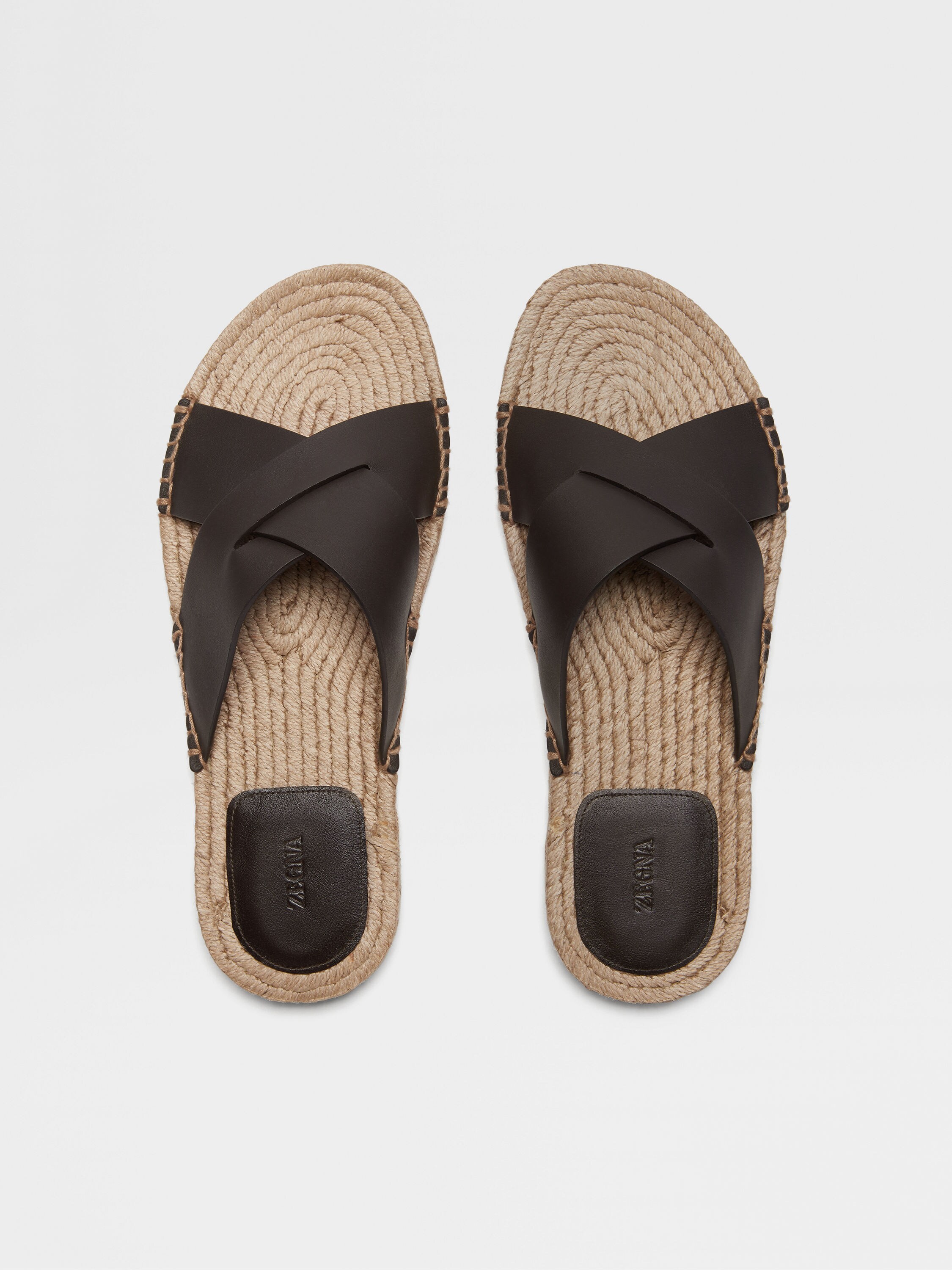Dark Brown Leather Espadrille Sandals Product detail photo #4