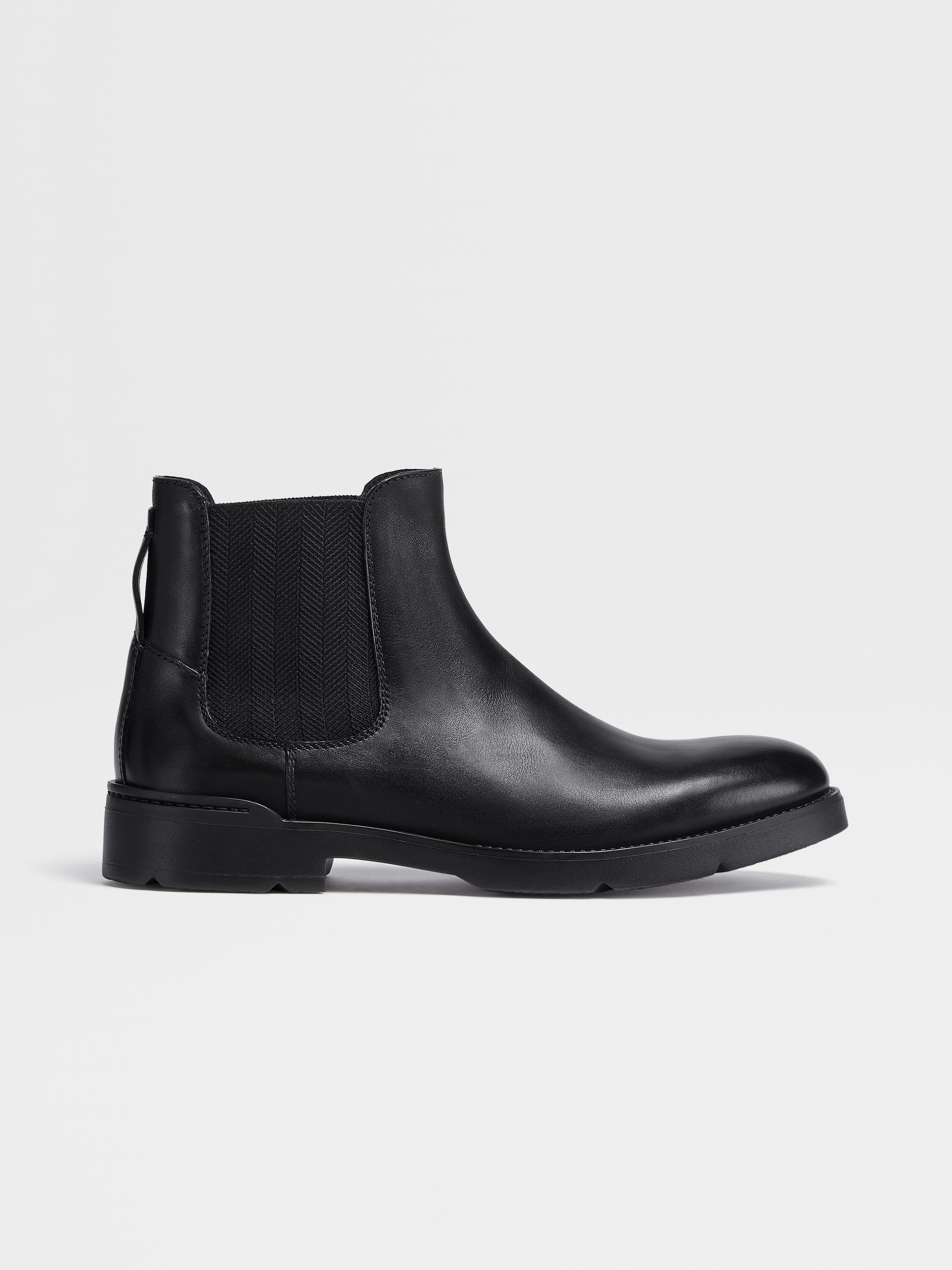 Black Hand-Buffed Leather Cortina Chelsea Boots Main product photo