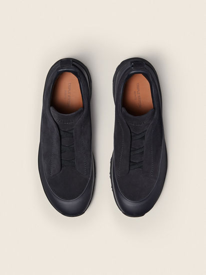 Navy Blue Leather and Suede Triple Stitch™ Monte Sneakers FW26