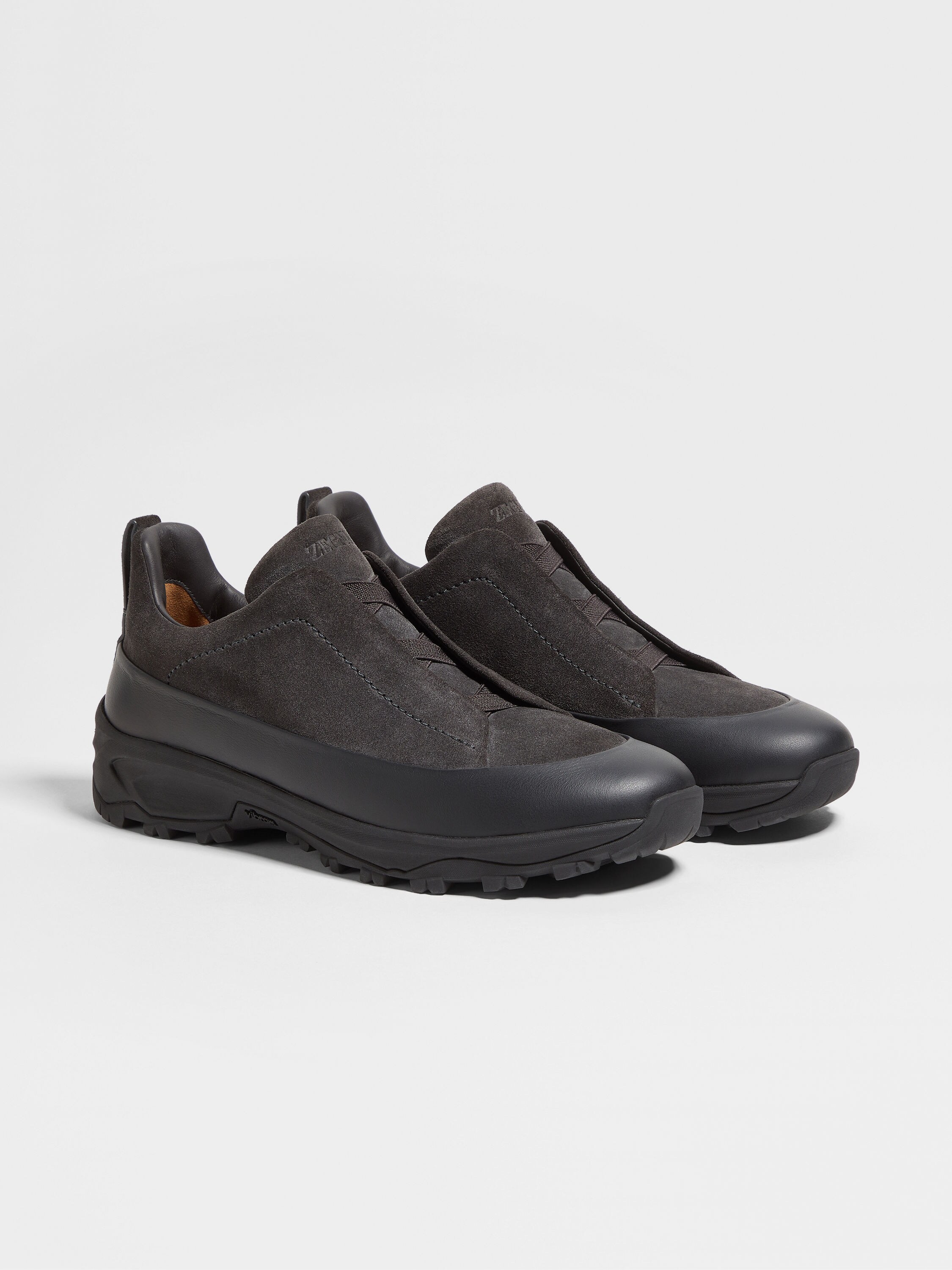 Dark Grey Leather and Suede Triple Stitch™ Monte Sneakers Main product photo
