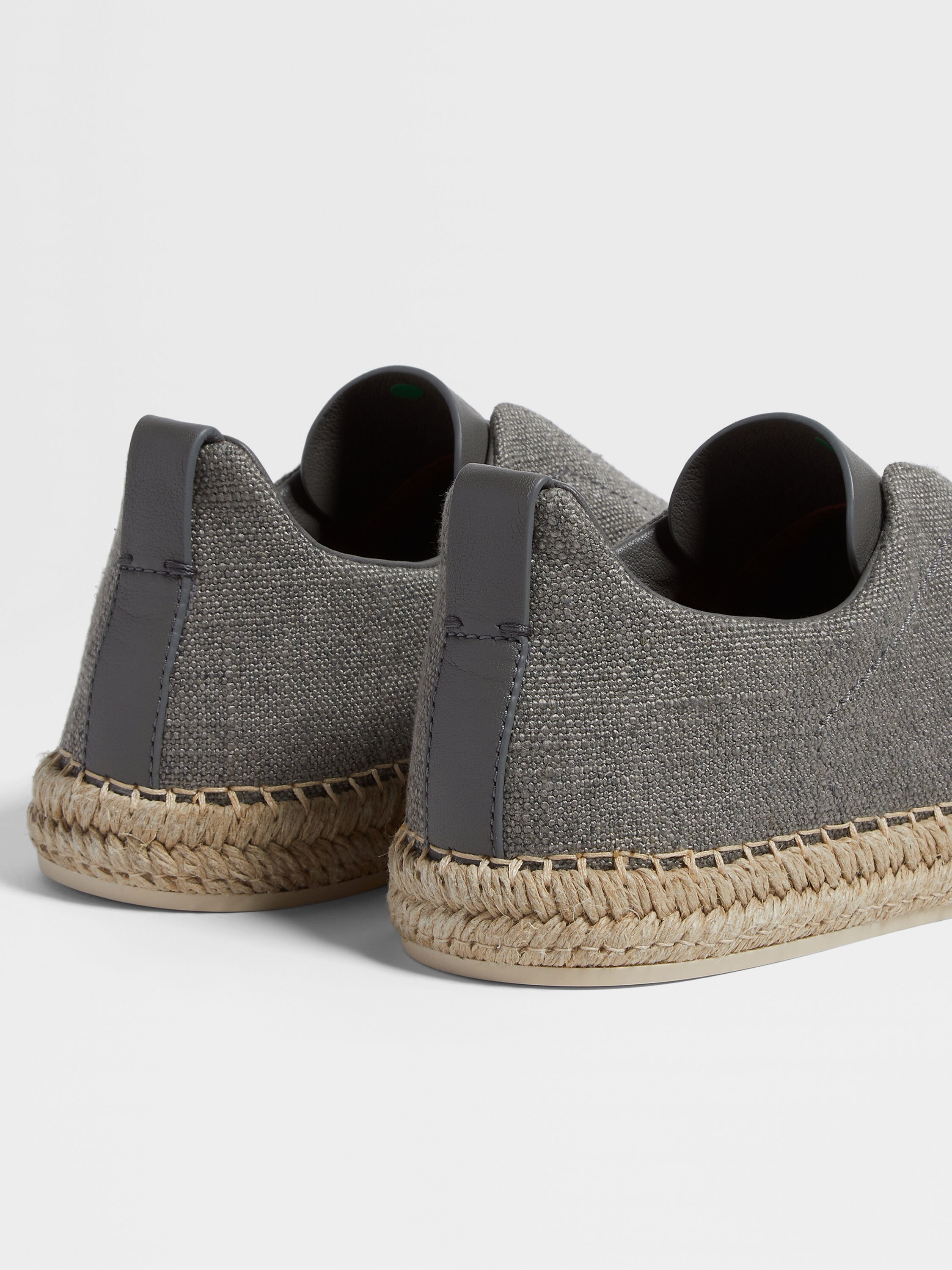 Grey Mélange Linen and Leather Triple Stitch™ Espadrilles Product detail photo #1