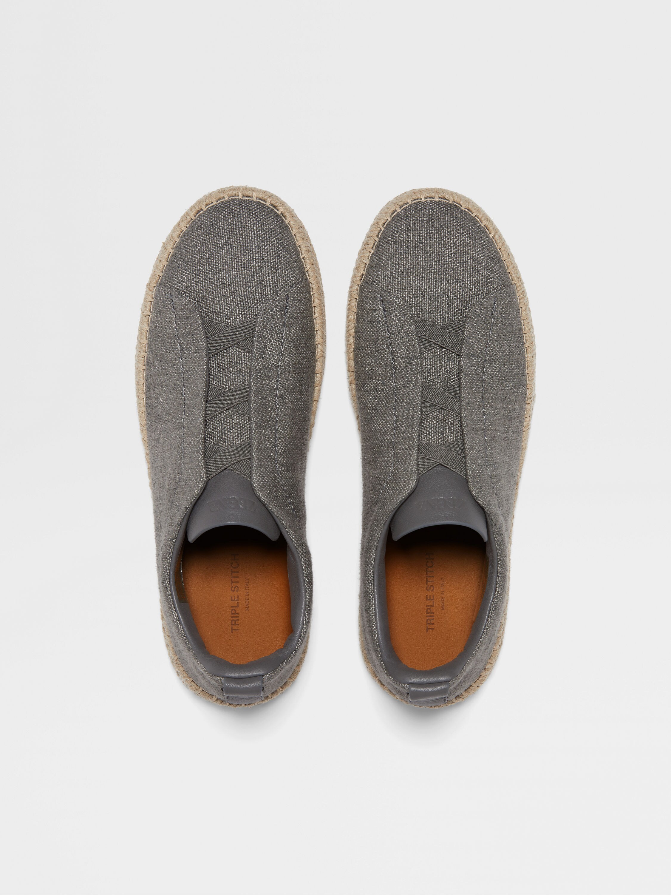 Grey Mélange Linen and Leather Triple Stitch™ Espadrilles Product detail photo #2