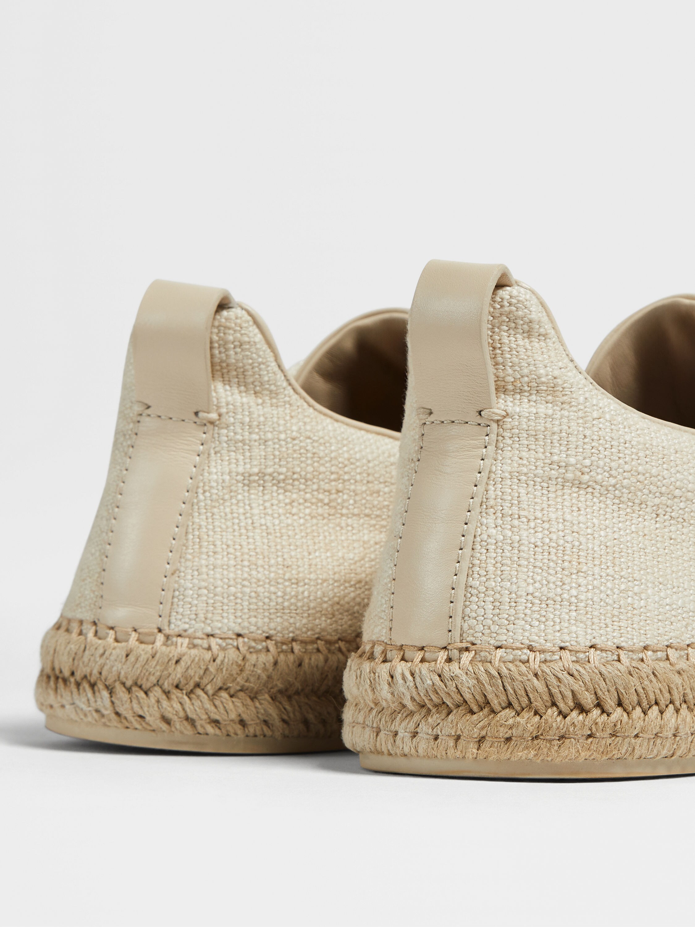 Off White Linen and Leather Triple Stitch™ Espadrilles Product detail photo #1
