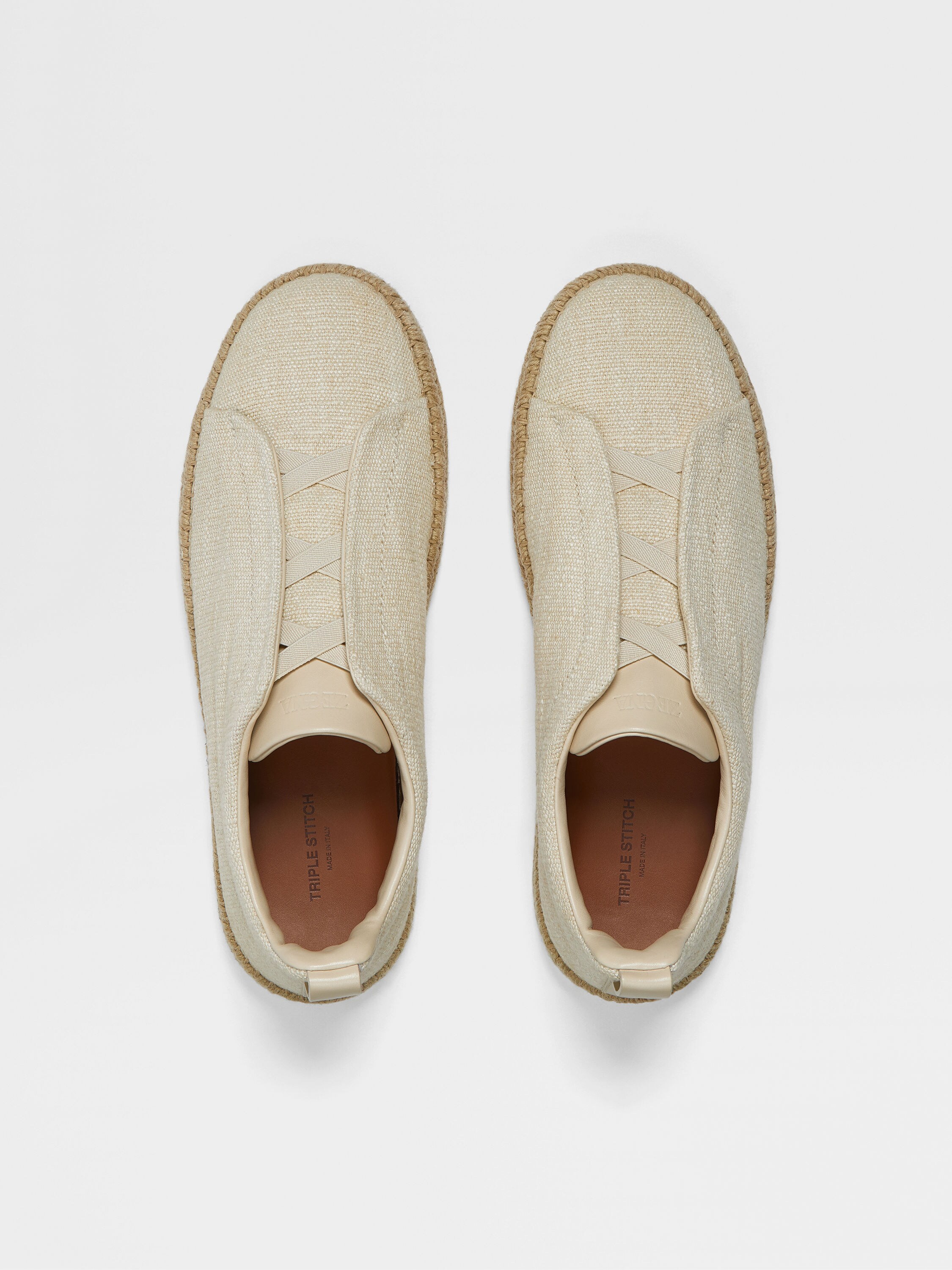 Off White Linen and Leather Triple Stitch™ Espadrilles Product detail photo #2