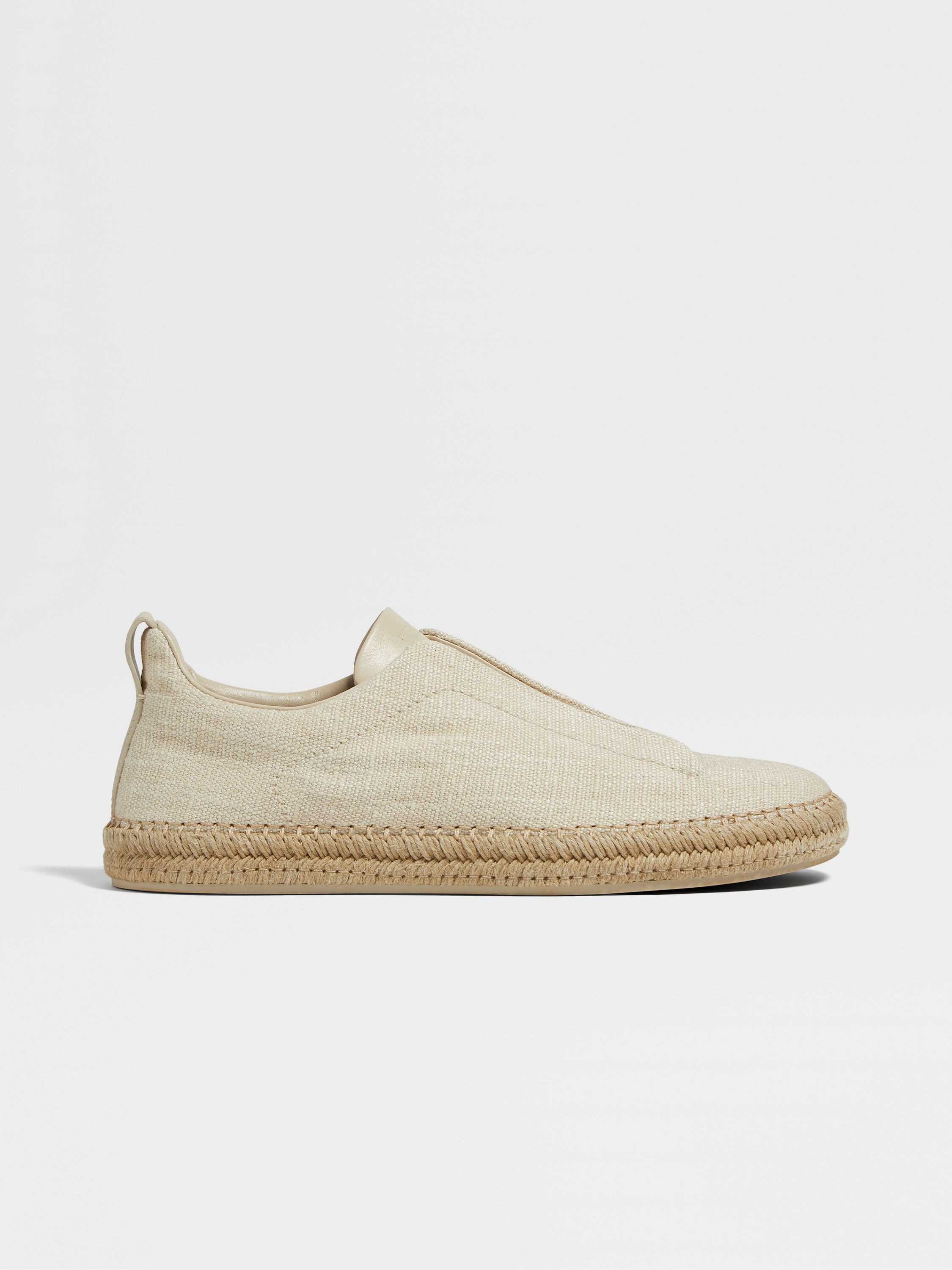 Off White Linen and Leather Triple Stitch™ Espadrilles Product detail photo #3