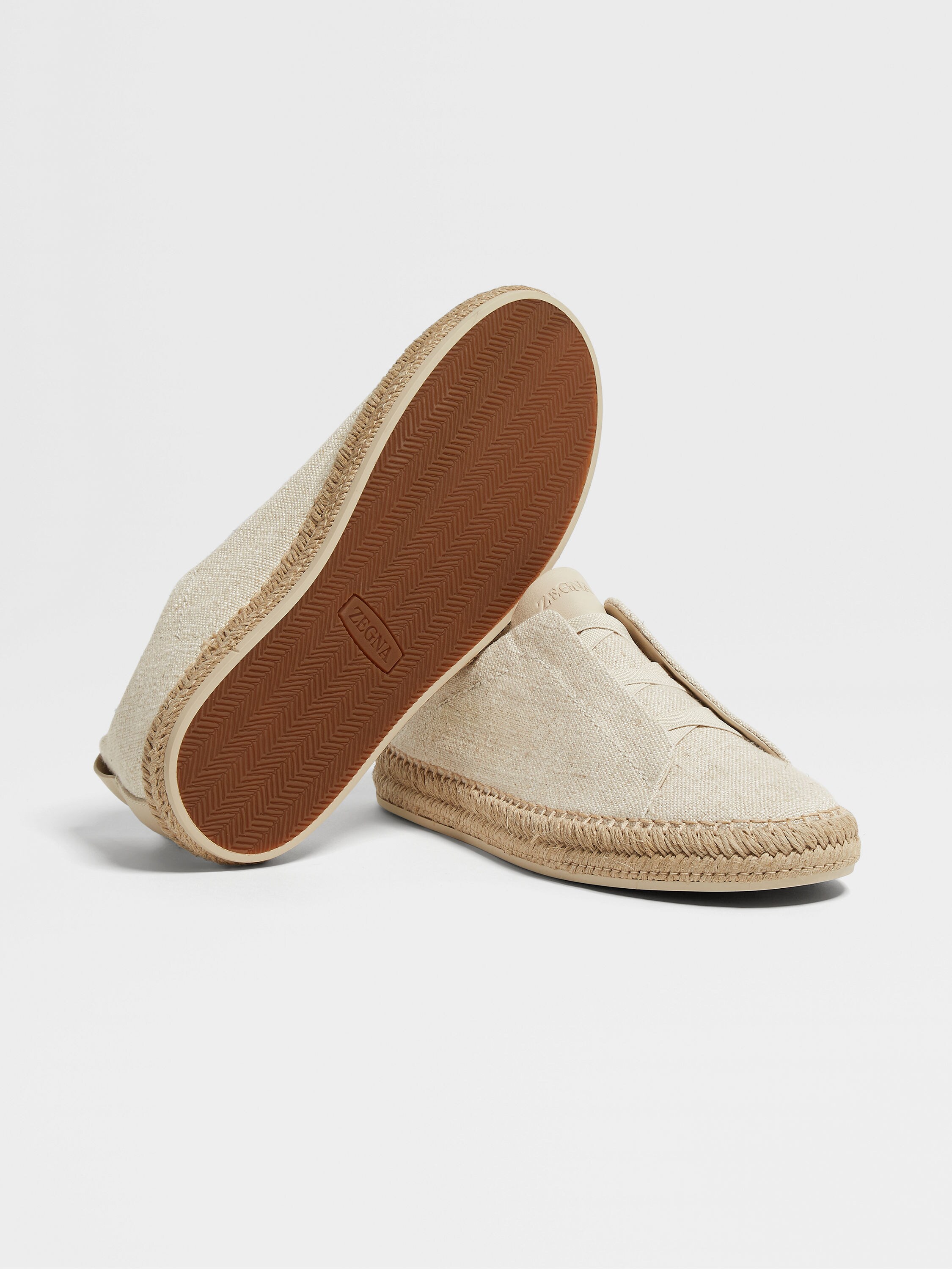 Off White Linen and Leather Triple Stitch™ Espadrilles Product detail photo #4