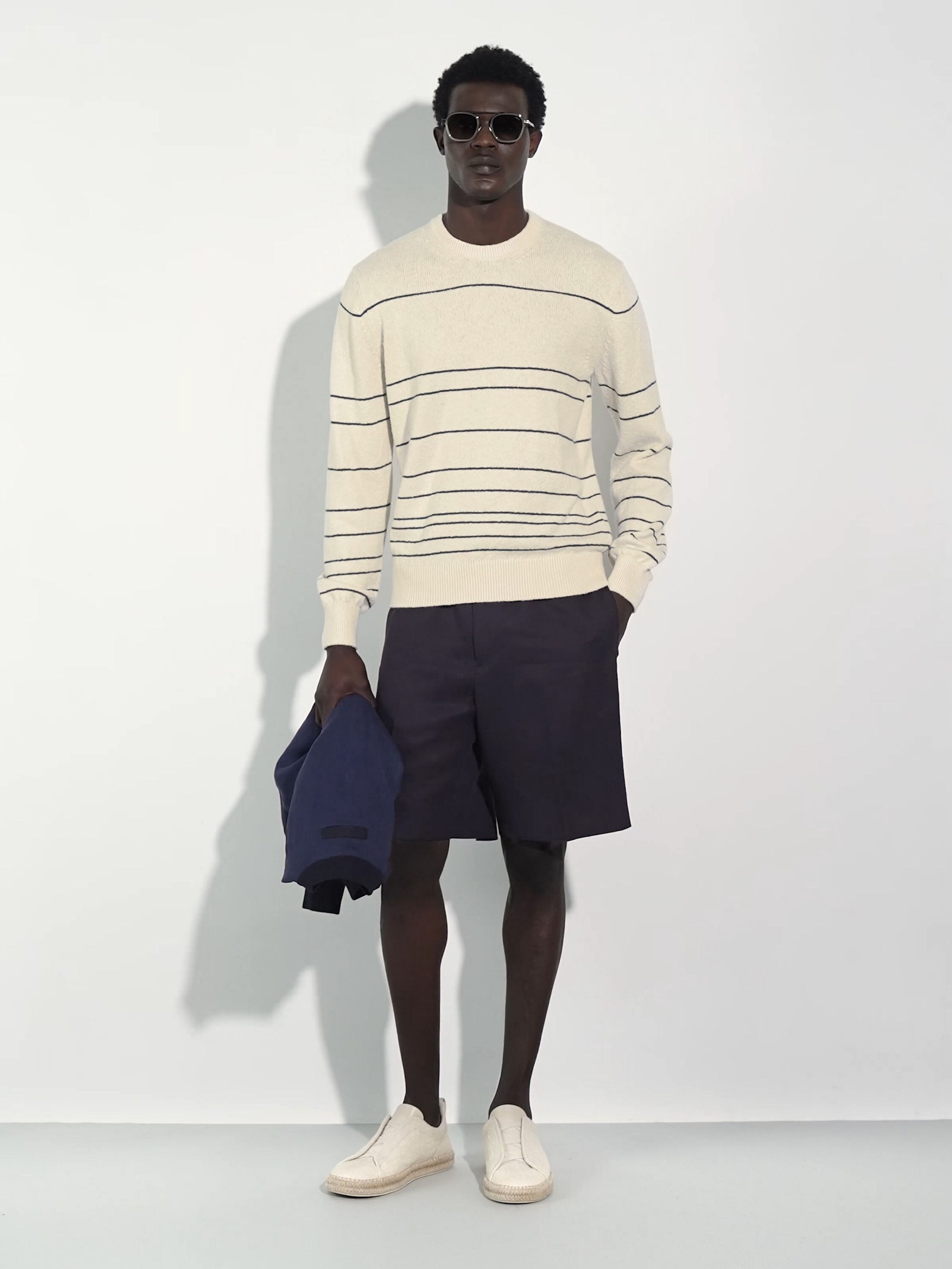 Off White Linen and Leather Triple Stitch™ Espadrilles