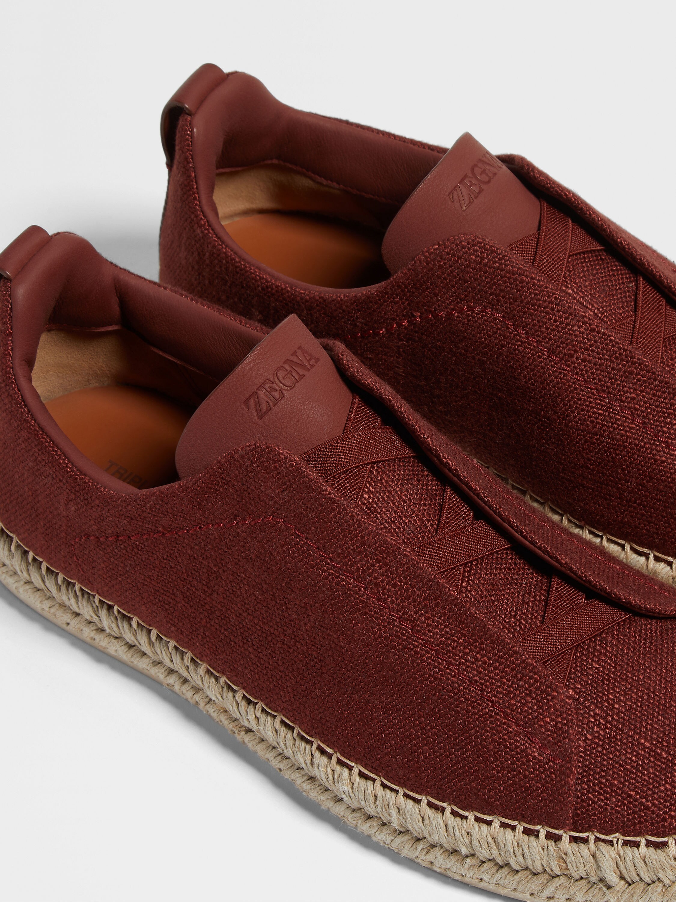 Red Linen and Leather Triple Stitch™ Espadrilles Product detail photo #1
