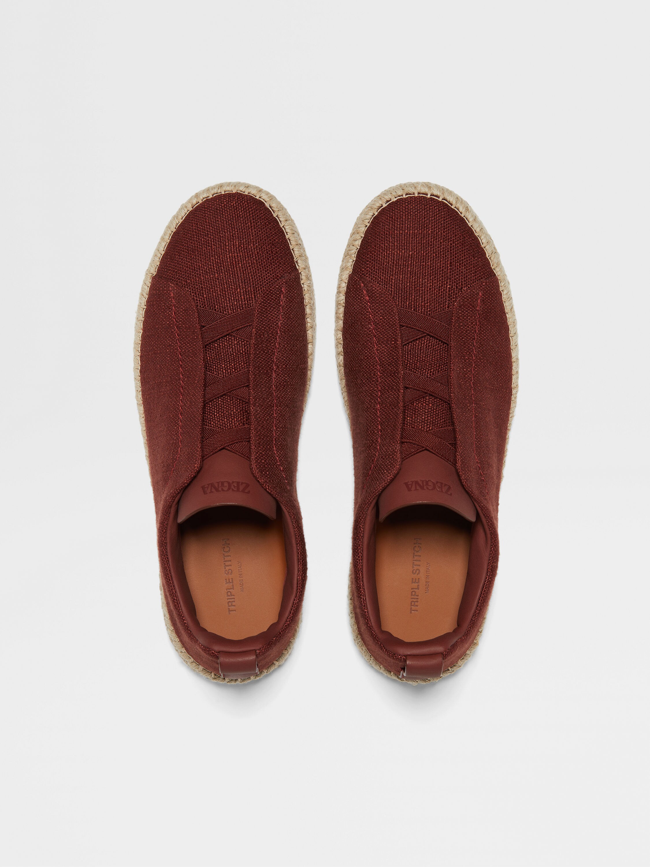 Red Linen and Leather Triple Stitch™ Espadrilles Product detail photo #2