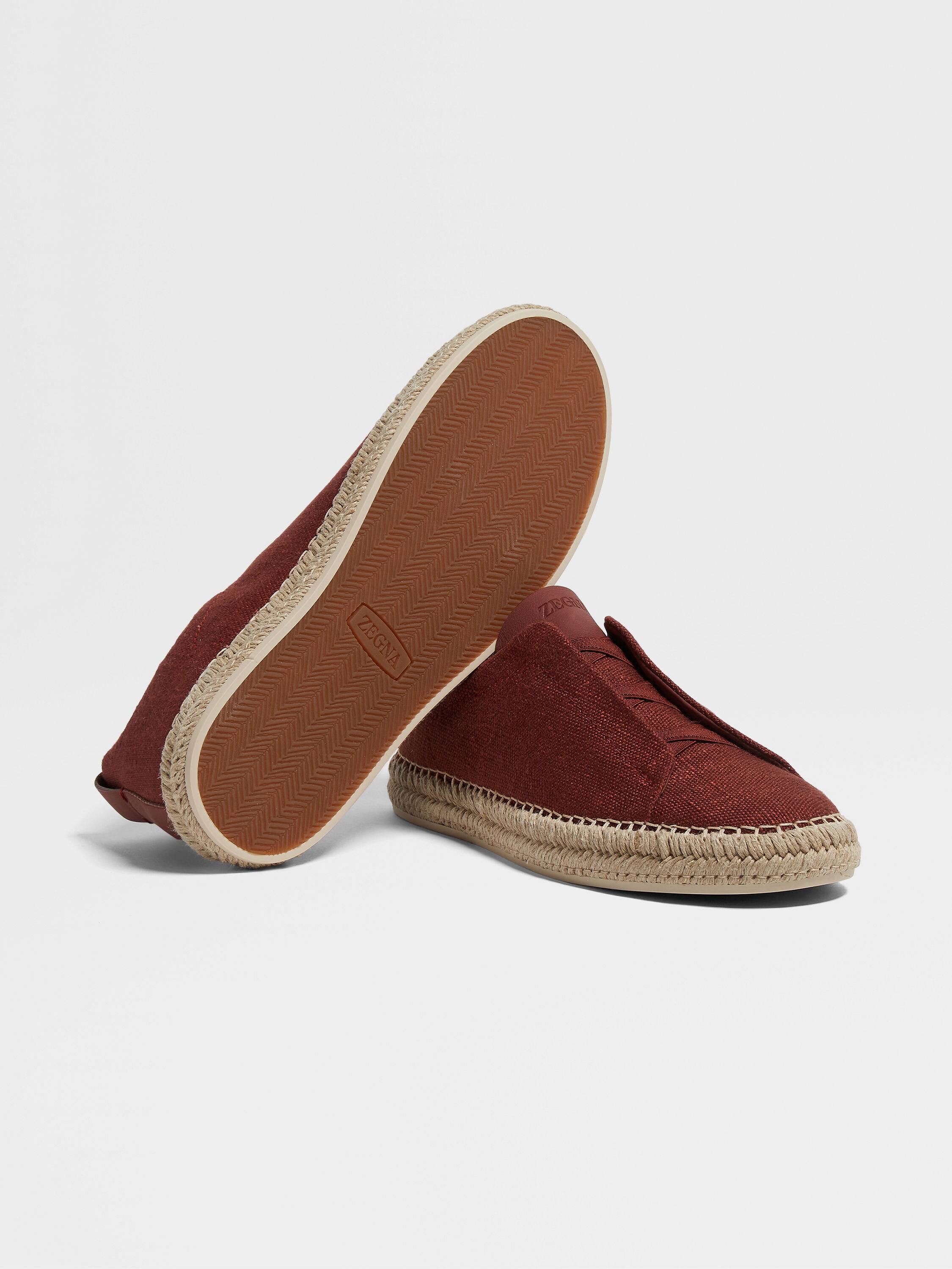 Red Linen and Leather Triple Stitch™ Espadrilles Product detail photo #4
