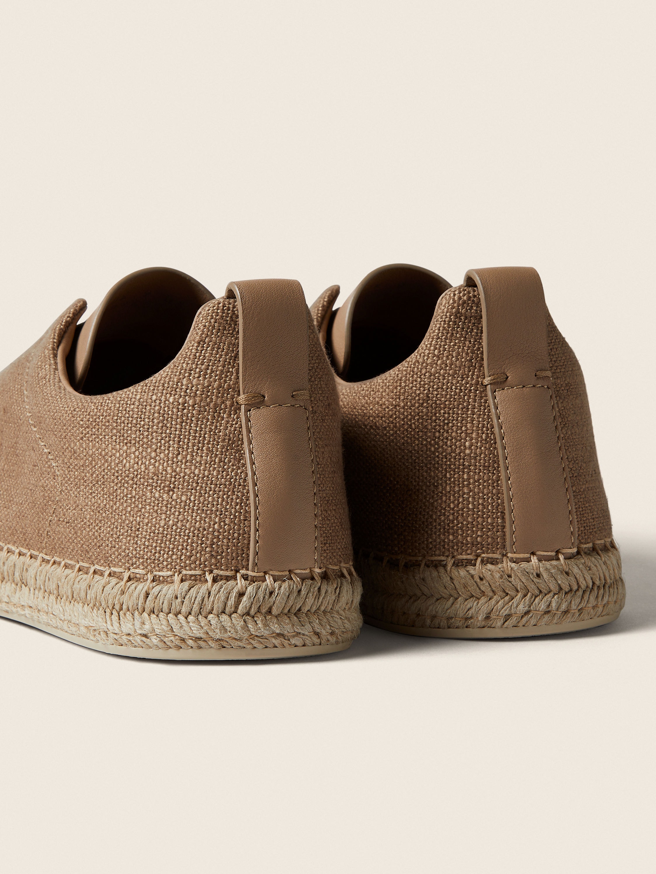 Beige Linen Blend and Leather Triple Stitch™ Espadrilles Product detail photo #1