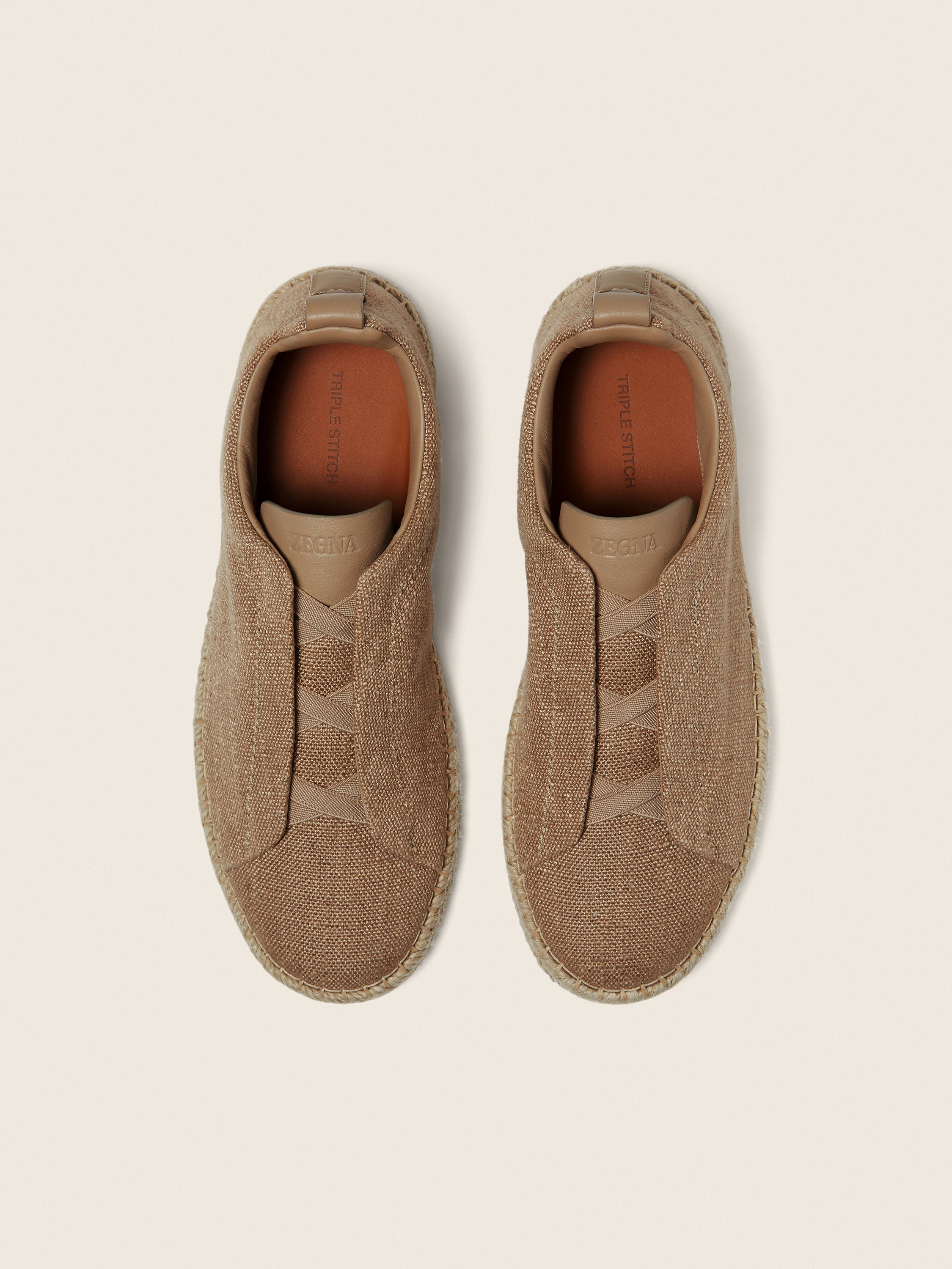 Beige Linen Blend and Leather Triple Stitch™ Espadrilles Product detail photo #2