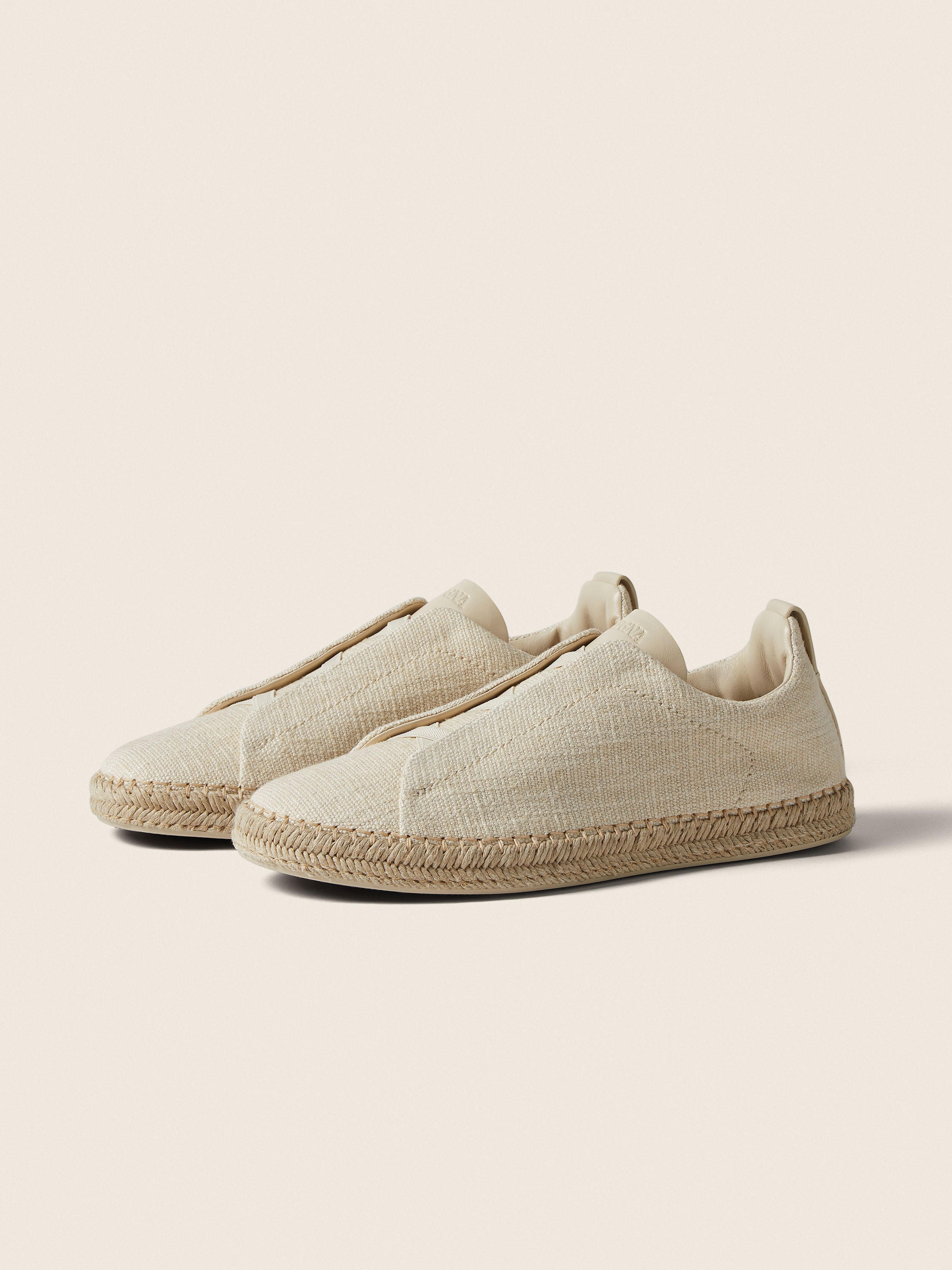 Off White Linen Blend and Leather Triple Stitch™ Espadrilles Main product photo