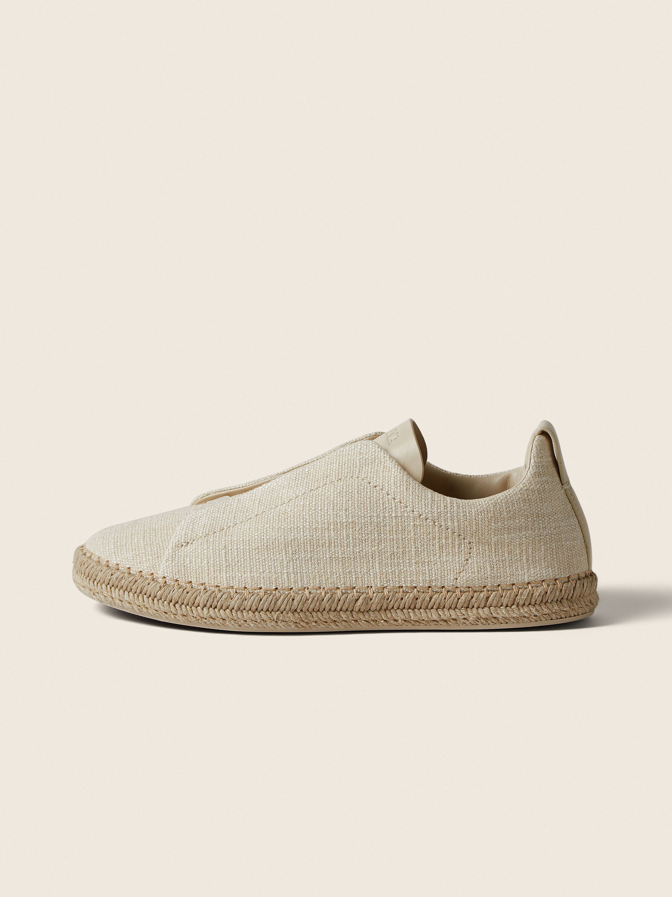 Off White Linen Blend and Leather Triple Stitch™ Espadrilles Product detail photo #4