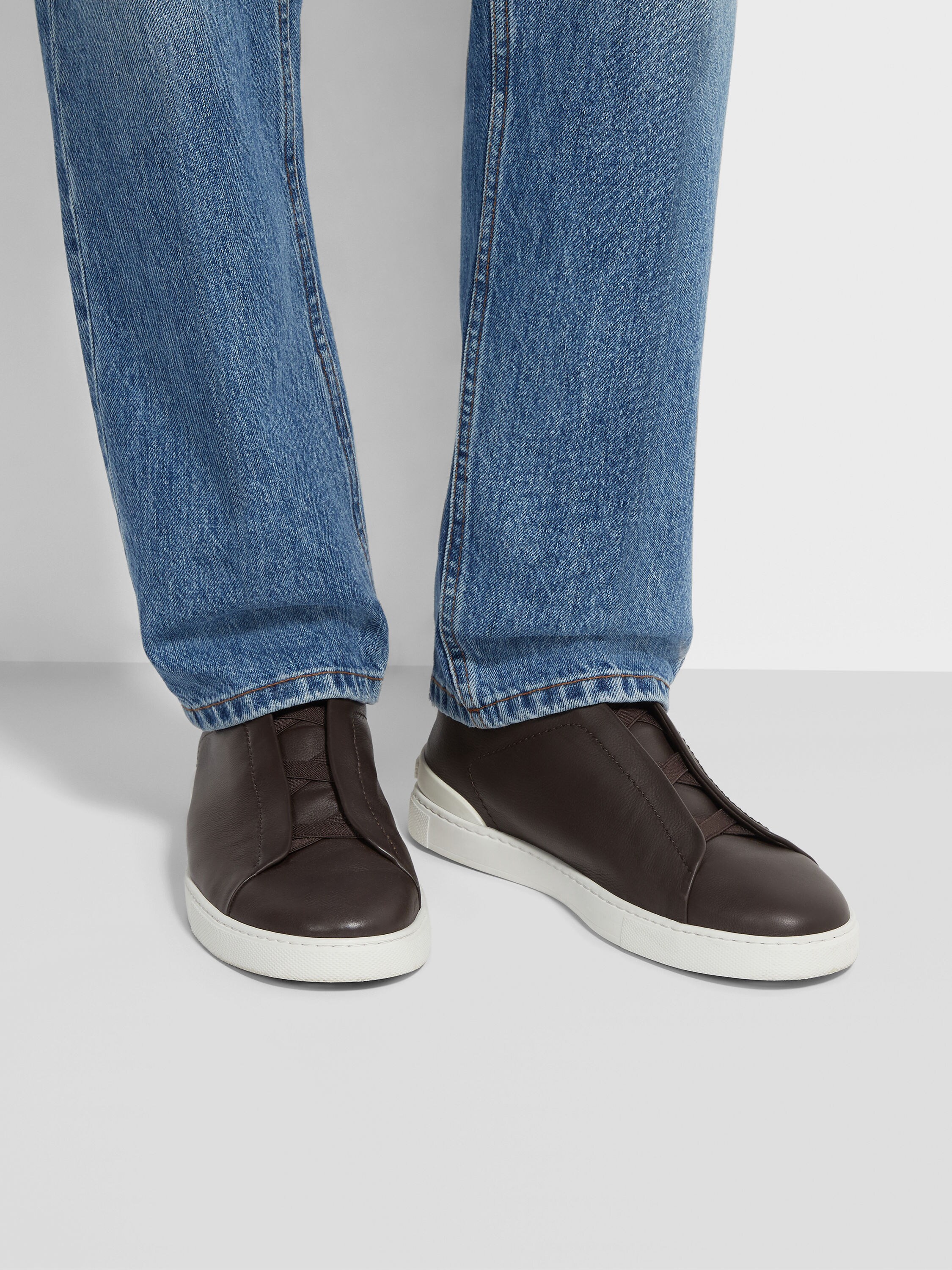 Dark Brown Triple Stitch™ SECONDSKIN Sneakers Product detail photo #1