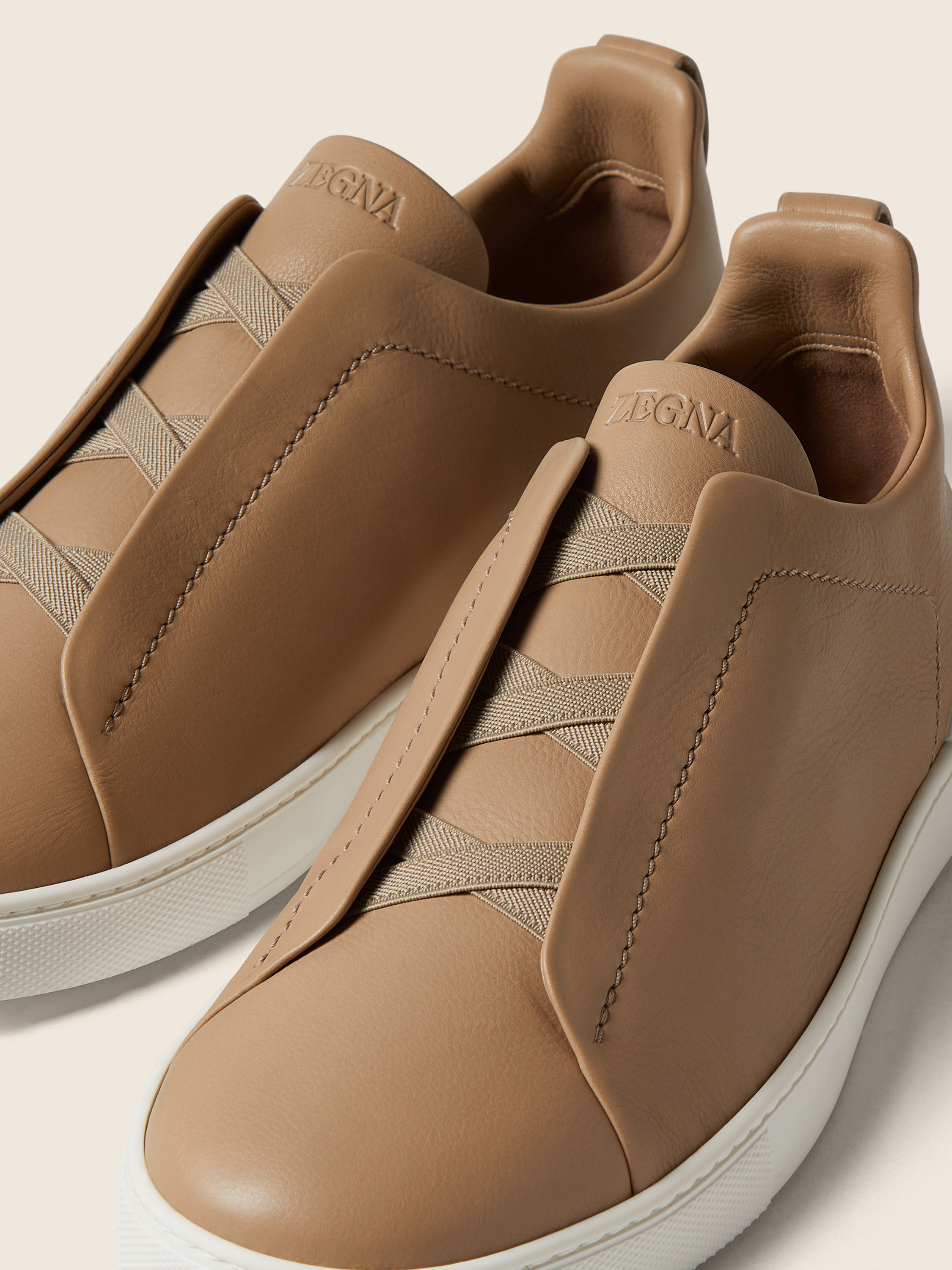 Beige Triple Stitch™ SECONDSKIN Sneakers Product detail photo #1