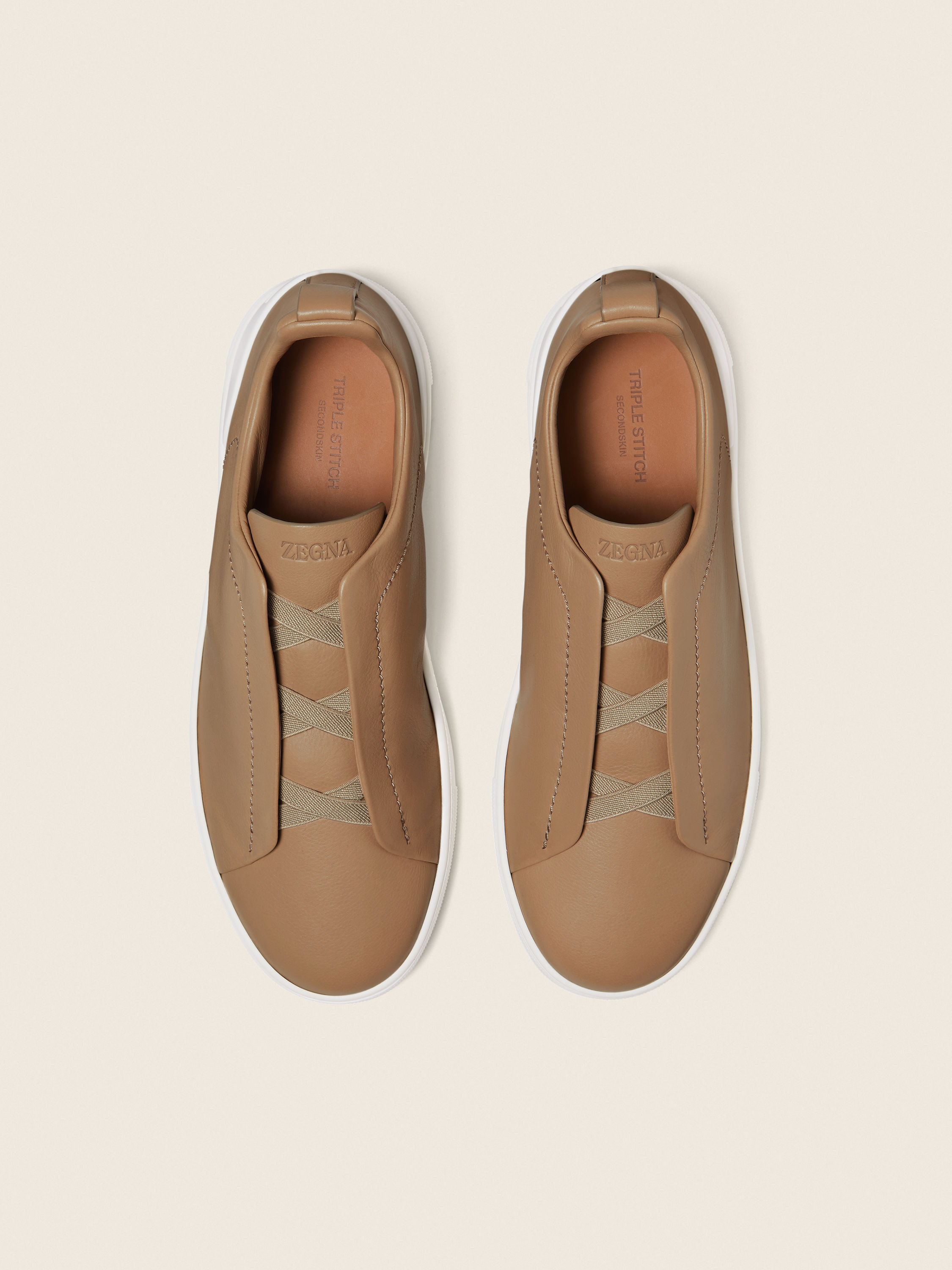 Beige Triple Stitch™ SECONDSKIN Sneakers Product detail photo #2