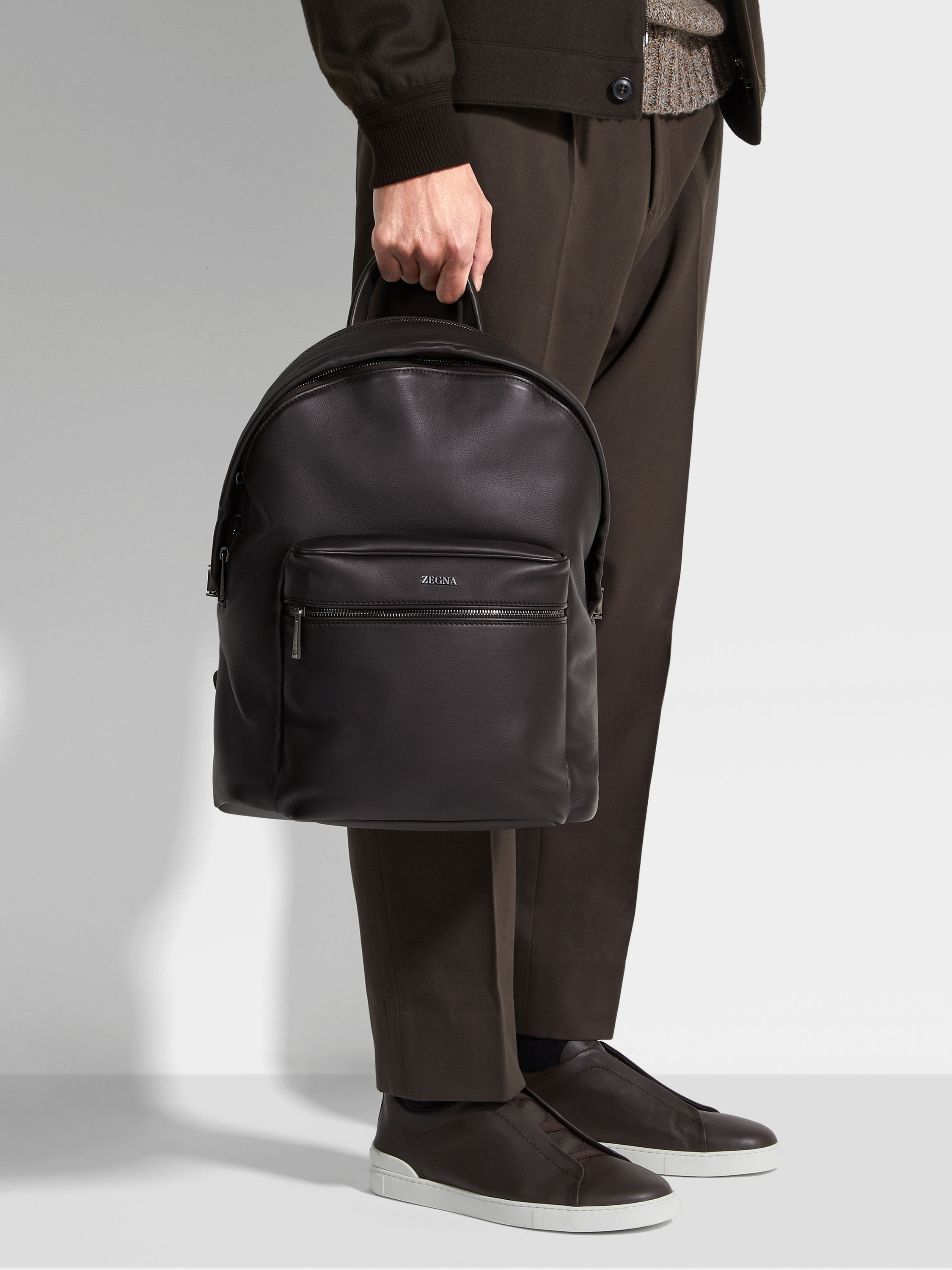 Dark Brown SECONDSKIN Hoodie Backpack Product detail photo #1