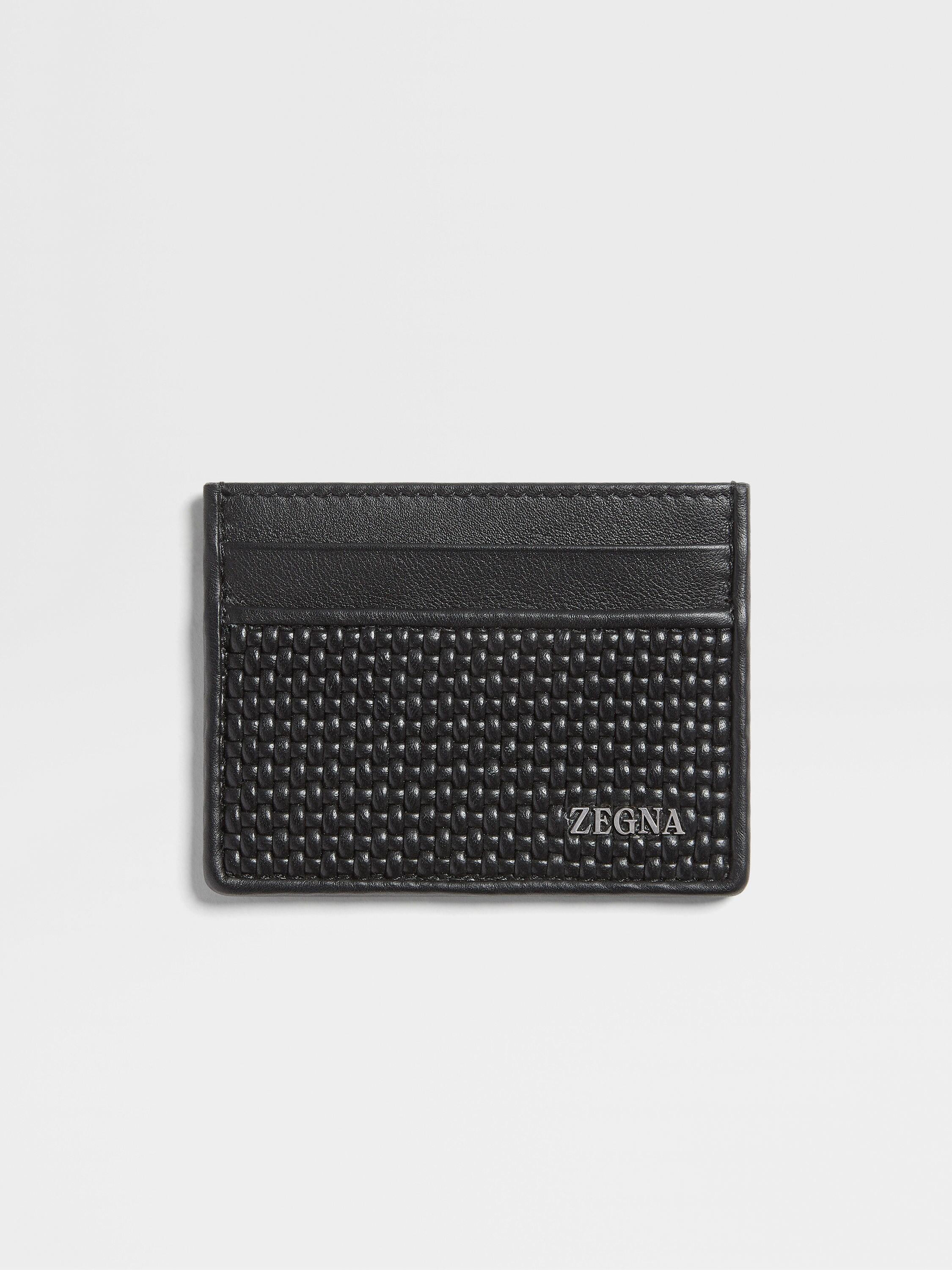 Black PELLETESSUTA™ Leather Card Case Main product photo
