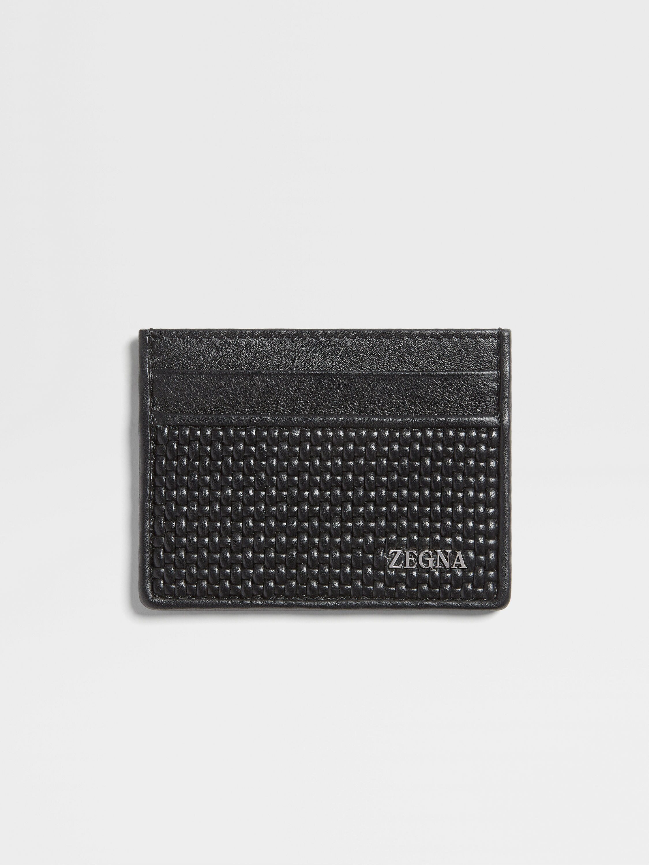 Black PELLETESSUTA™ Leather Card Case