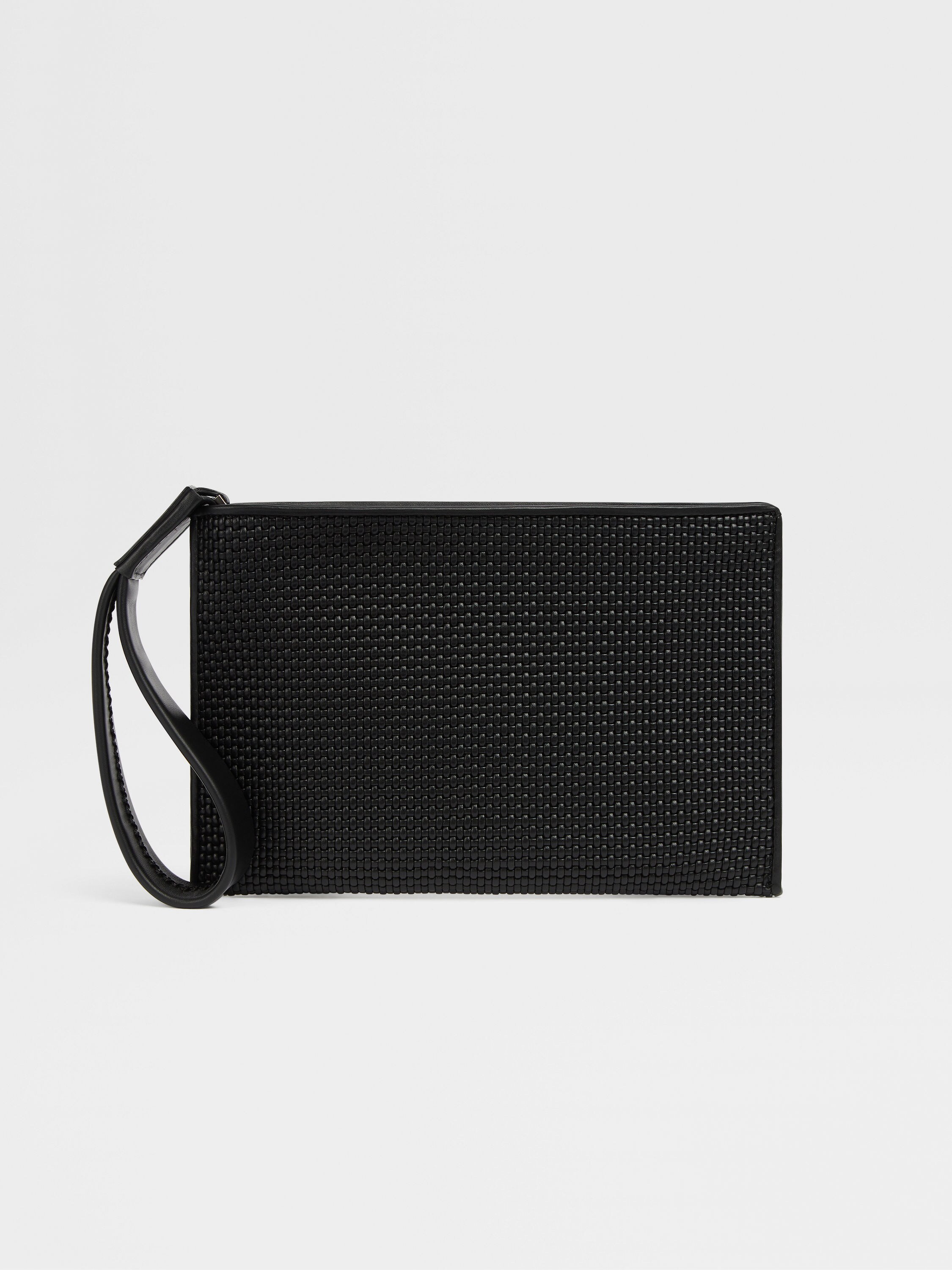 Black PELLETESSUTA™ Leather Pouch