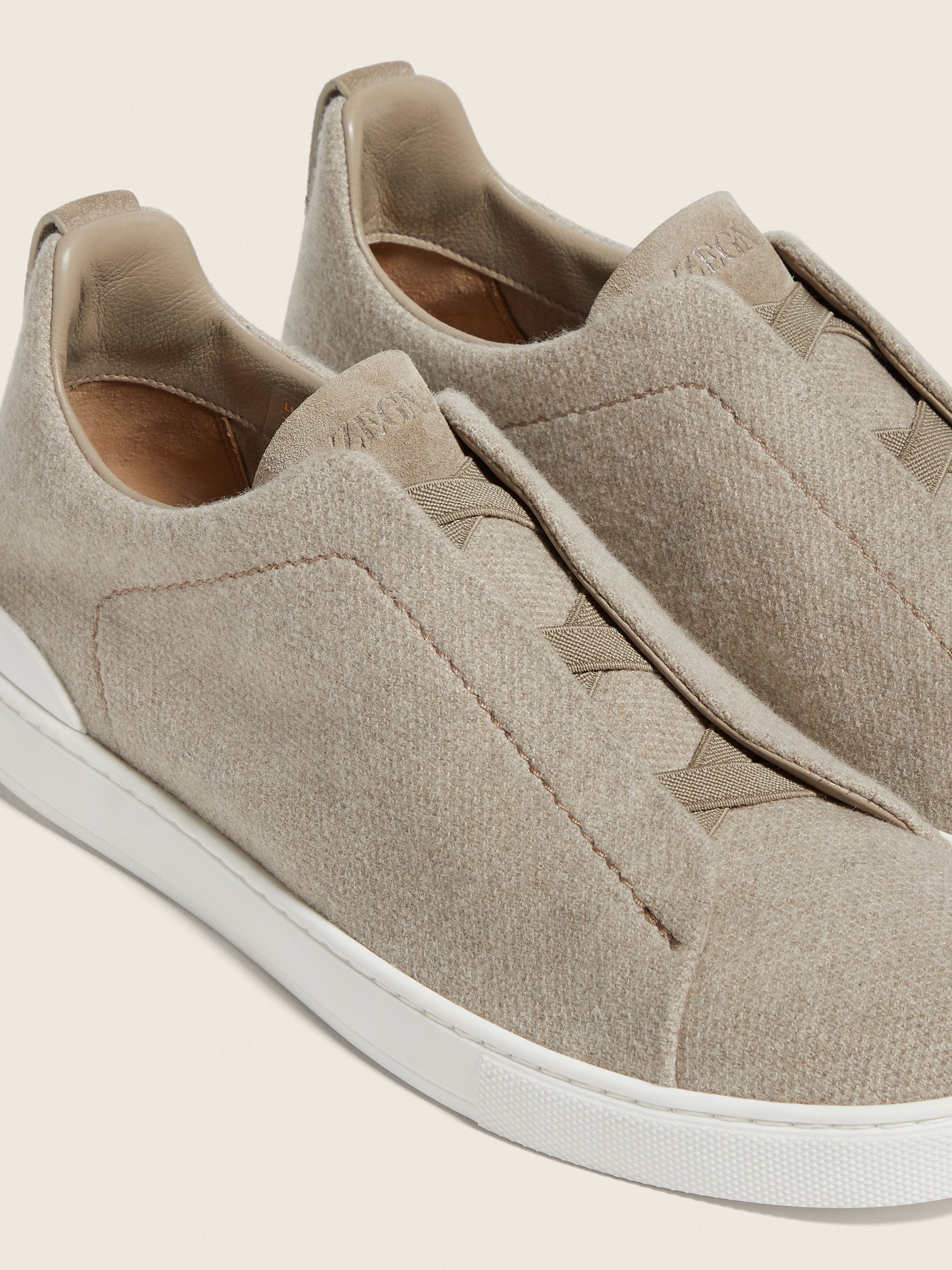 Light Taupe Triple Stitch™ Oasi Cashmere Sneakers Product detail photo #1